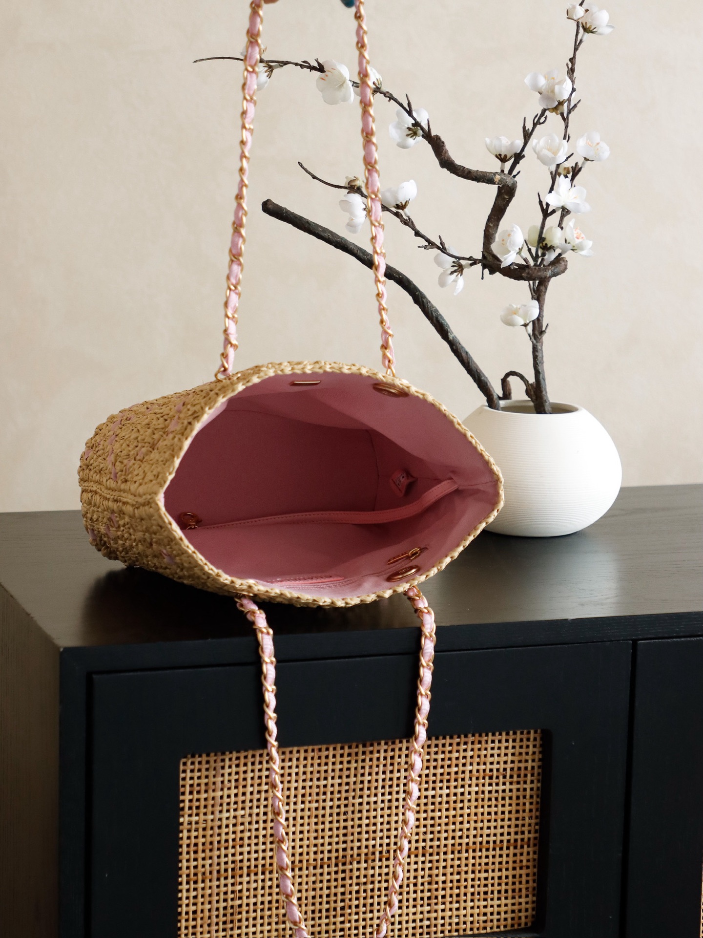 Chanel Raffia Basket Bag, Small Apricot Pink, 32*23*14cm, Spring Summer Collection 7 i1752816536151 8865 0 5