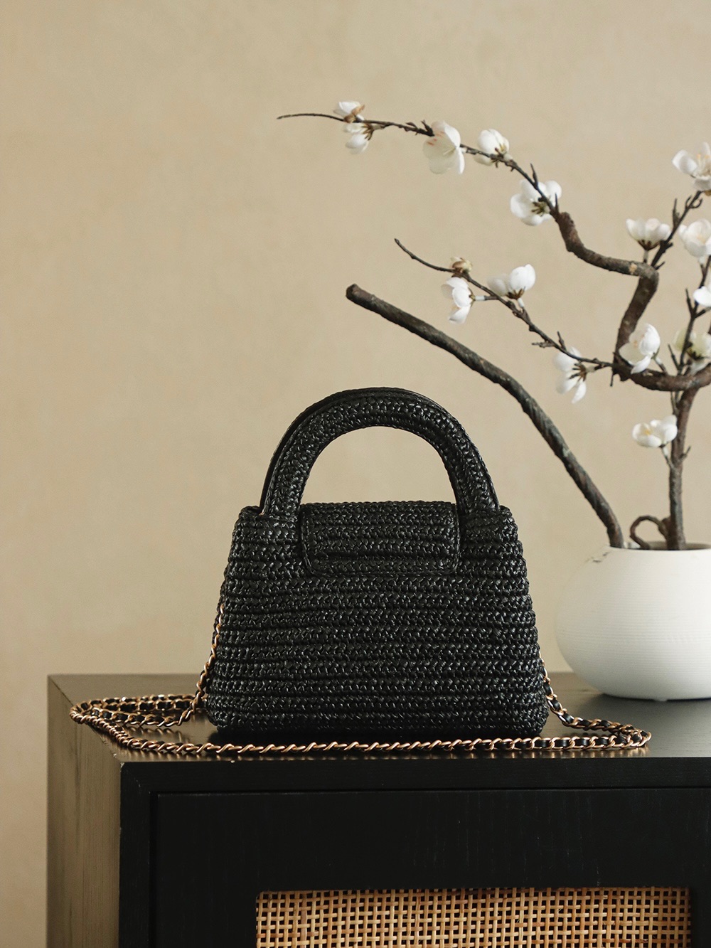 Chanel 26C Black Raffia Kelly Top Handle Bag, 13x19x7cm, AS4416 4 i1754821586470 4058 0 3