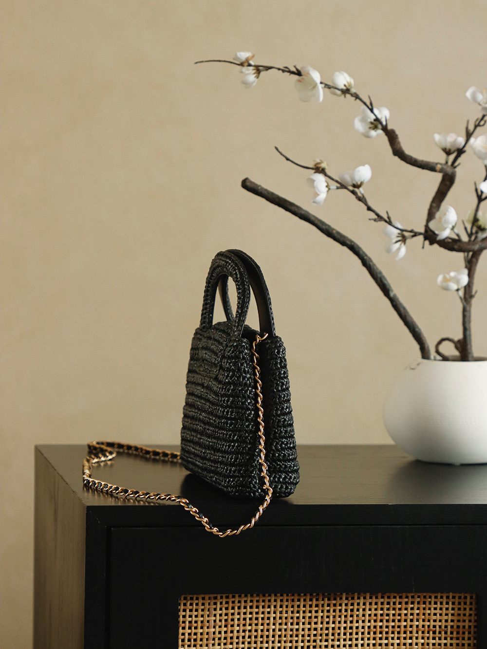 Chanel 26C Black Raffia Kelly Top Handle Bag, 13x19x7cm, AS4416 3 i1754821587188 2596 0 2