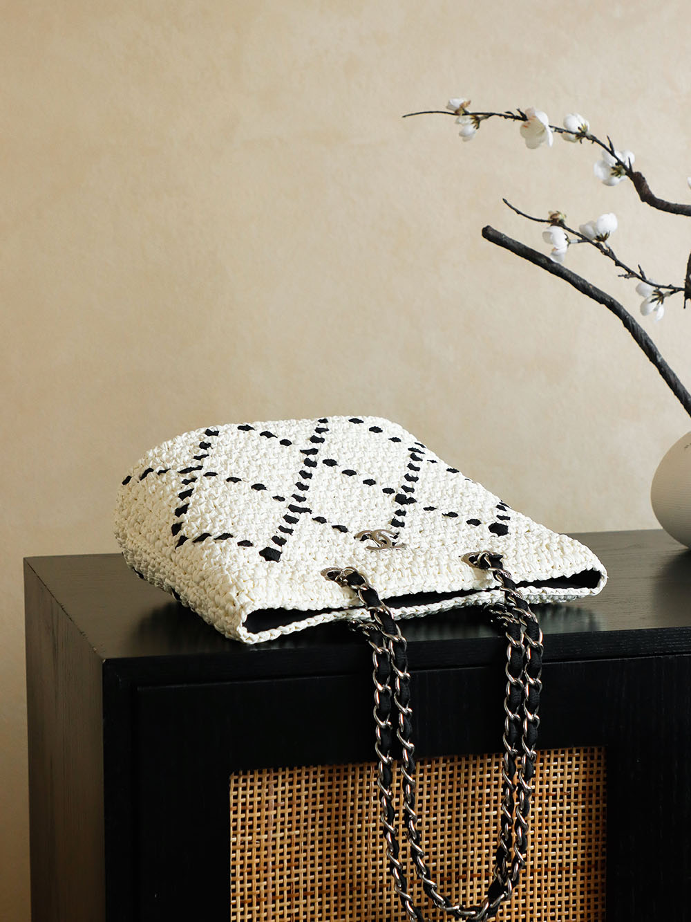 Chanel Raffia Woven Tote Bag, White Small, Spring/Summer Collection 6 i1756390188362 9229 0 4