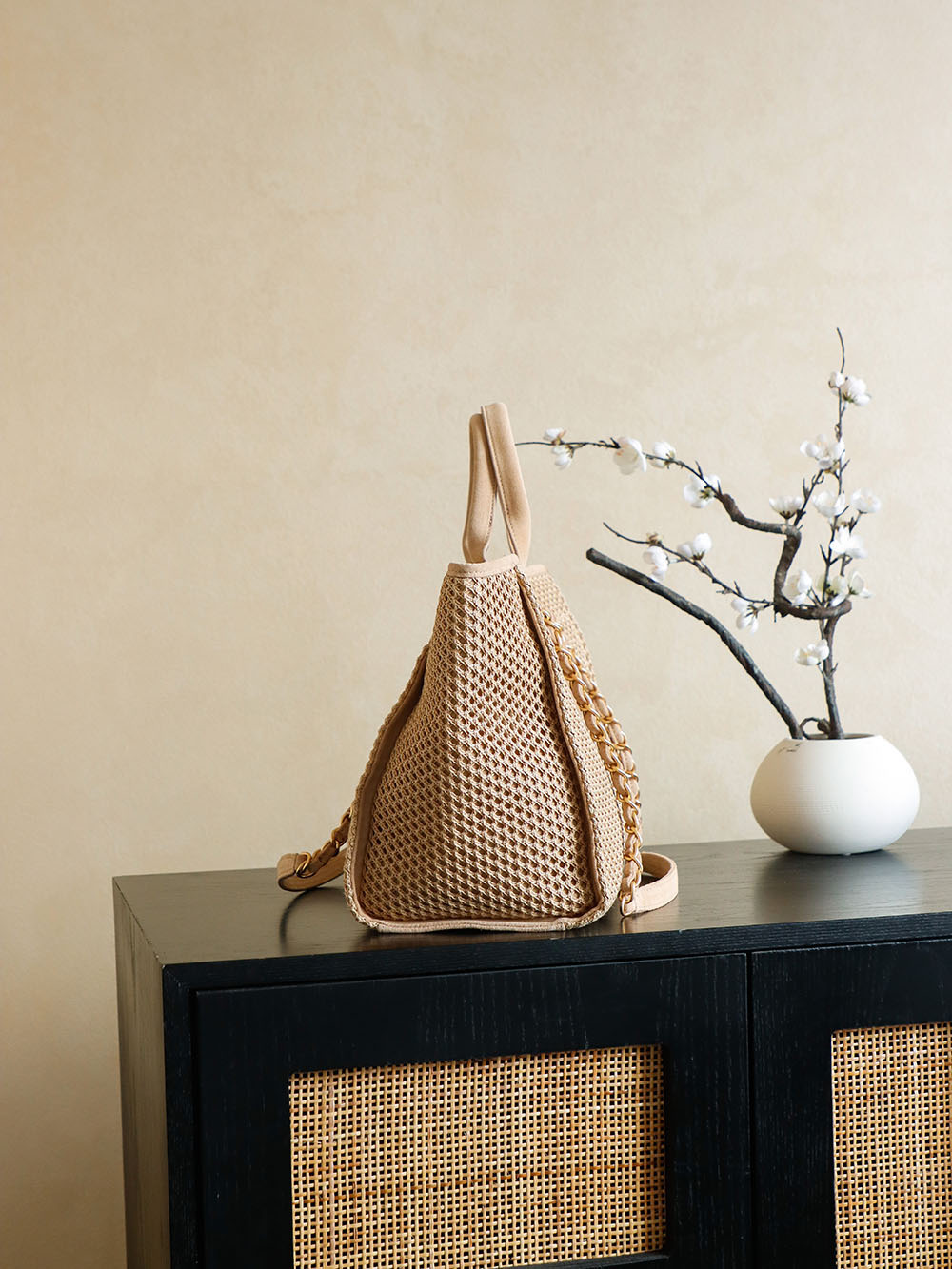 Chanel Raffia Tote Bag with Chain Detail, Beige, Spring Collection 4 i1756390647582 4905 0 3