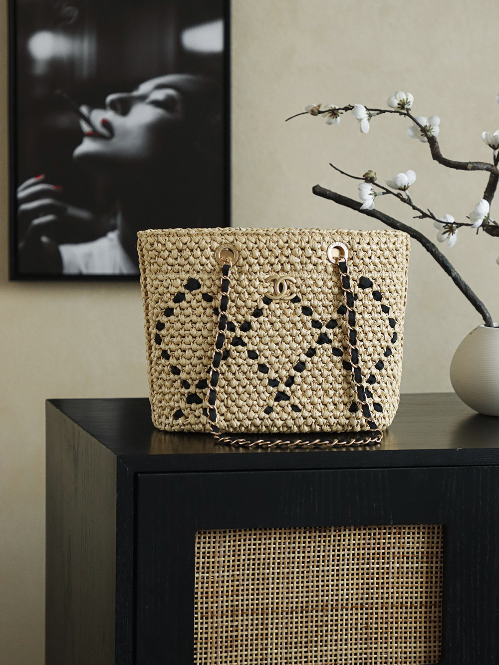 Chanel Raffia Woven Tote Bag, Resort Collection Shoulder Bag, Small 1 i1757060772346 4609 0 0