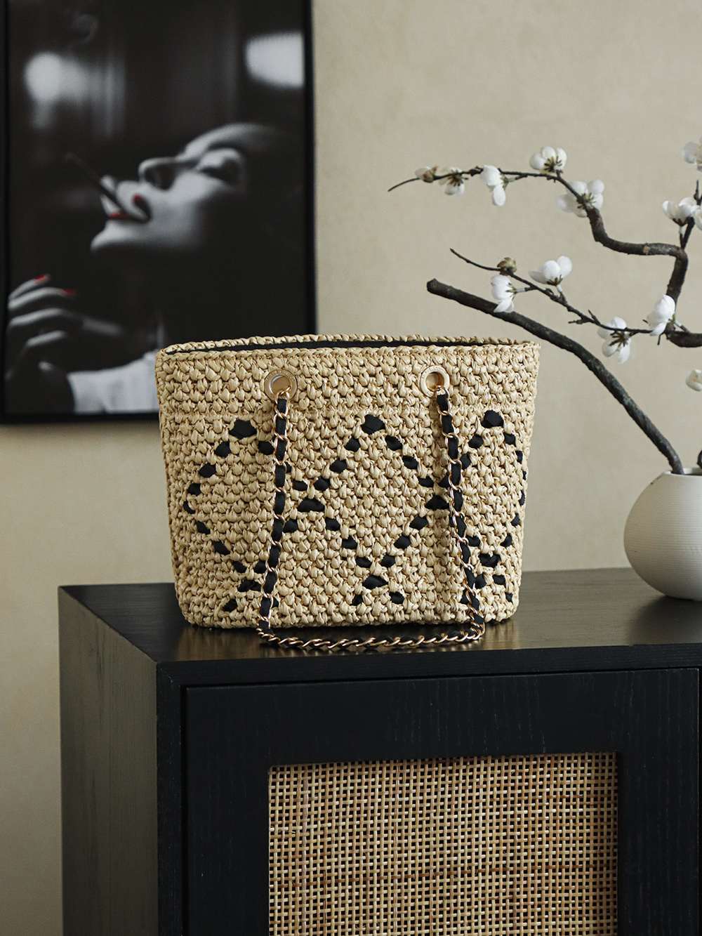 Chanel Raffia Woven Tote Bag, Resort Collection Shoulder Bag, Small 2 i1757060773056 4070 0 3