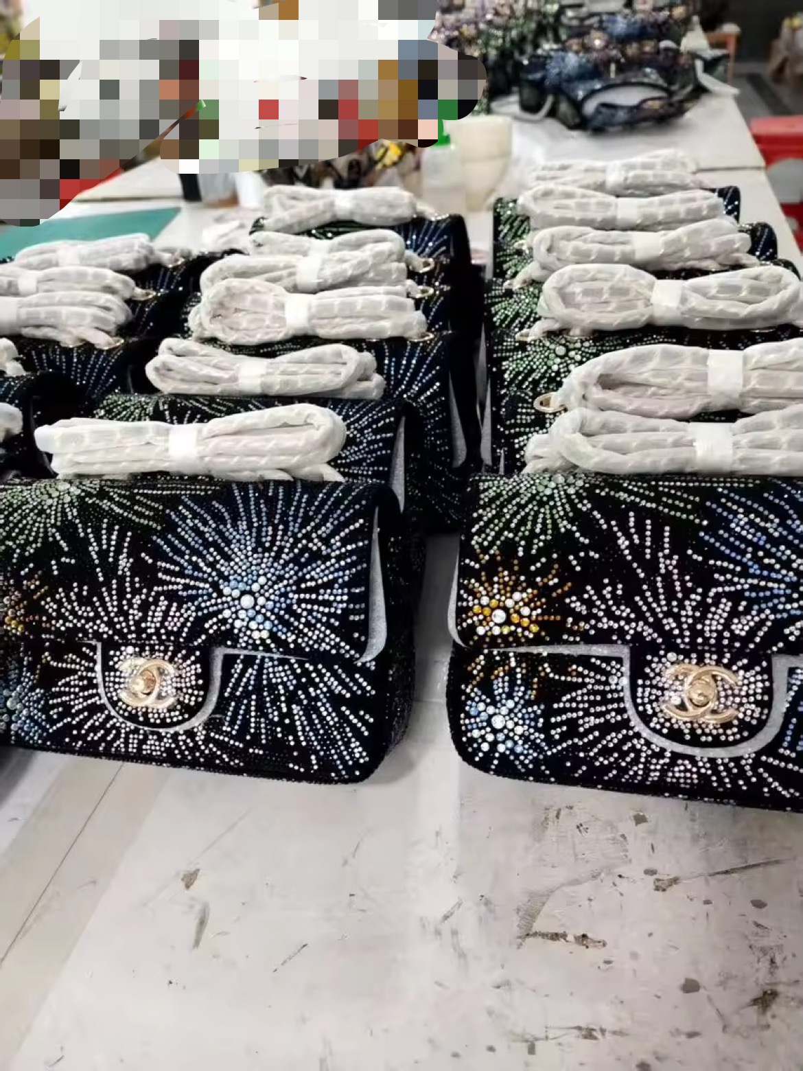 Chanel Classic Flap Black rhinestone fireworks shoulder everyday