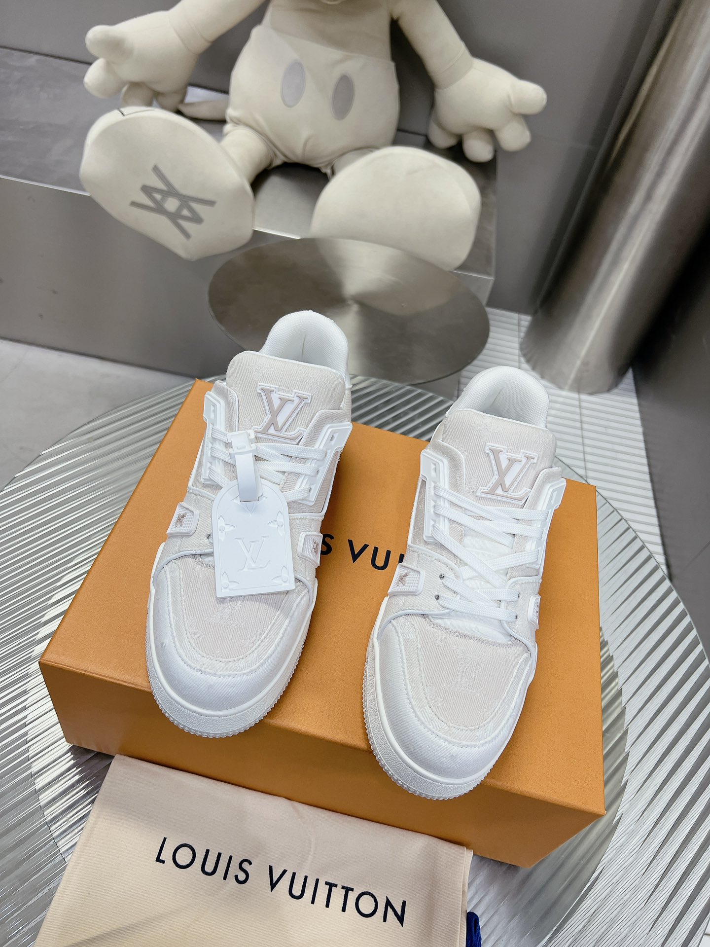 Louis Vuitton Chaussures De Sport Unisexe Cuir de vache Le TPU Haut bas