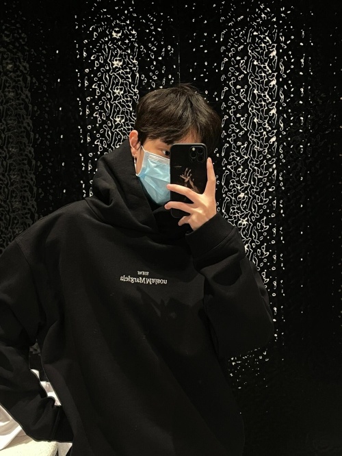 Maison Margiela MM6 Inverted Logo Embroidered Hoodie - Unisex, Relaxed Fit 1 Maison Margiela MM6 Inverted Logo Embroidered Hoodie - Unisex, Relaxed Fit