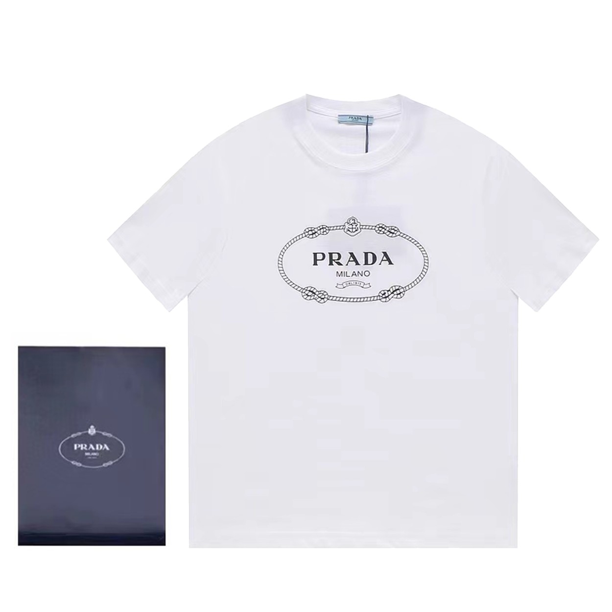 Prada Replica’s
 Kleding T-Shirt Zwart Wit Afdrukken Unisex gekamd katoen Katoen Fashion Korte mouw