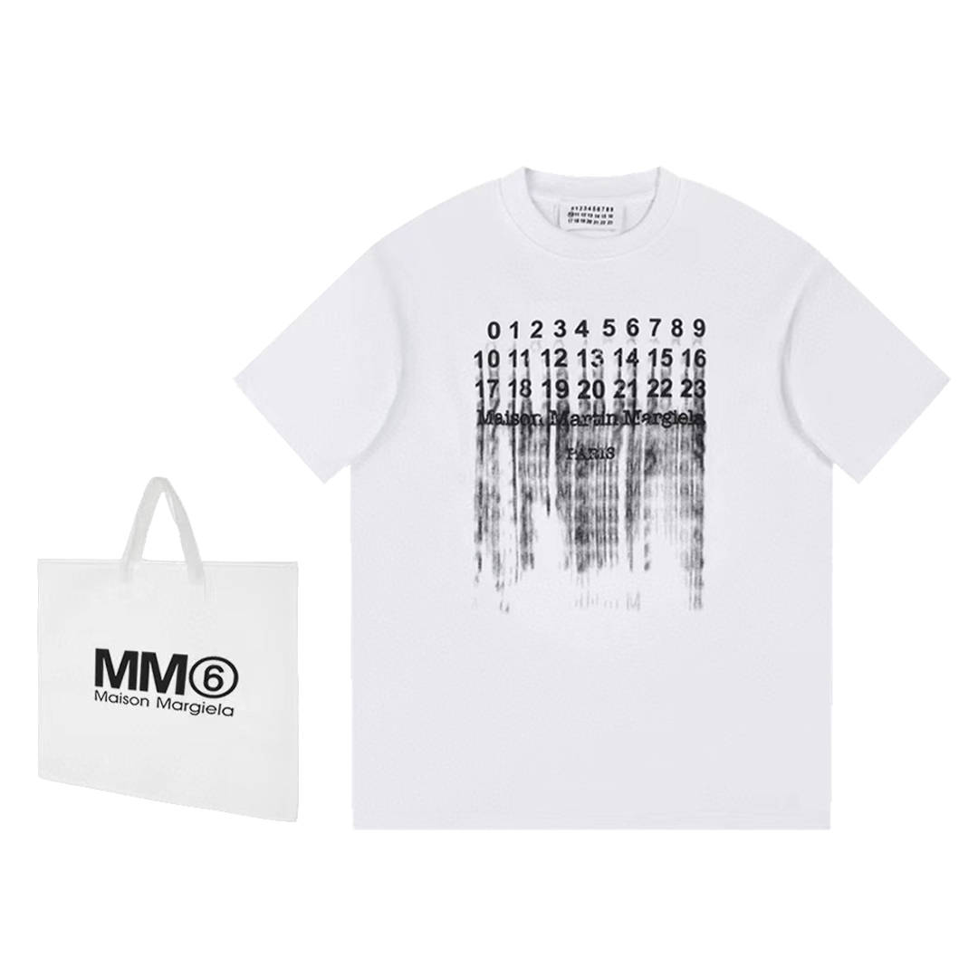 Uitlaatverkoopwinkel
 Maison Margiela Kleding T-Shirt Zwart Wit Afdrukken Unisex Lentecollectie Korte mouw