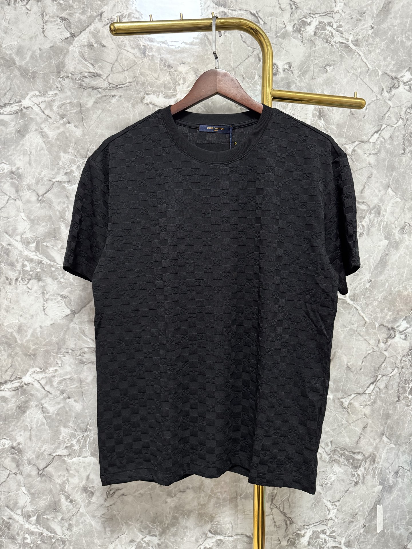 P75 Louis Vuitton/Louis Vuitton camiseta de toalla con patrón de cuadros y jacquard, conjunto, camiseta de manga corta …
