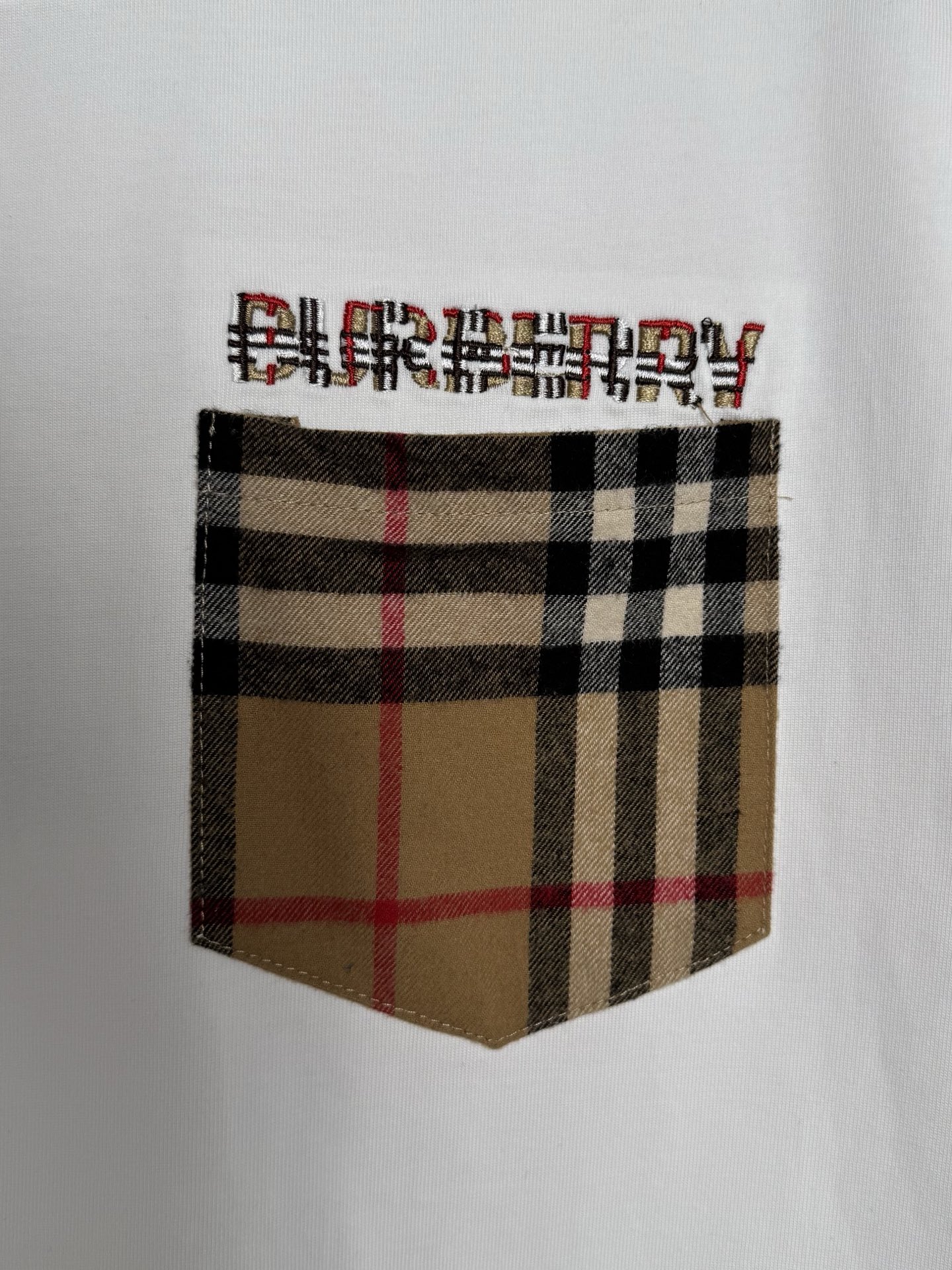 Burberry BBR/巴宝莉 格纹口袋短袖T恤