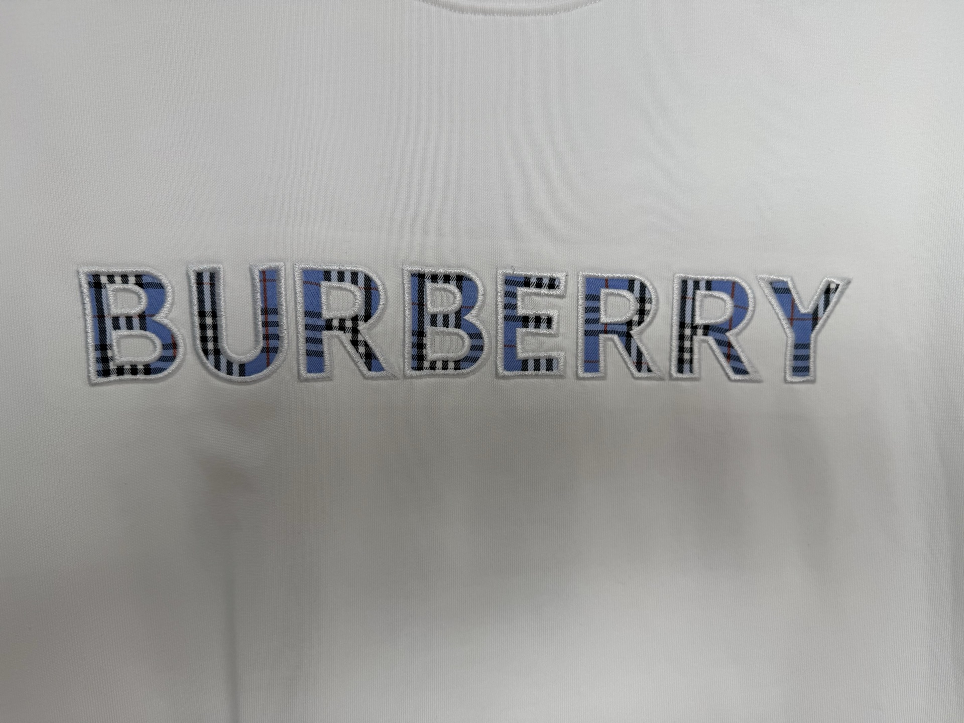 Burberry BBR/巴宝莉 格子字母贴布刺绣短袖T恤