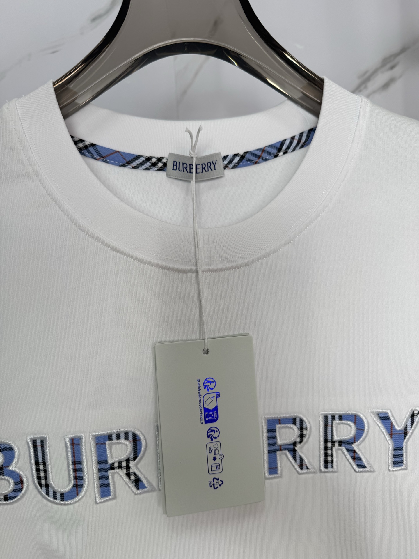 Burberry BBR/巴宝莉 格子字母贴布刺绣短袖T恤
