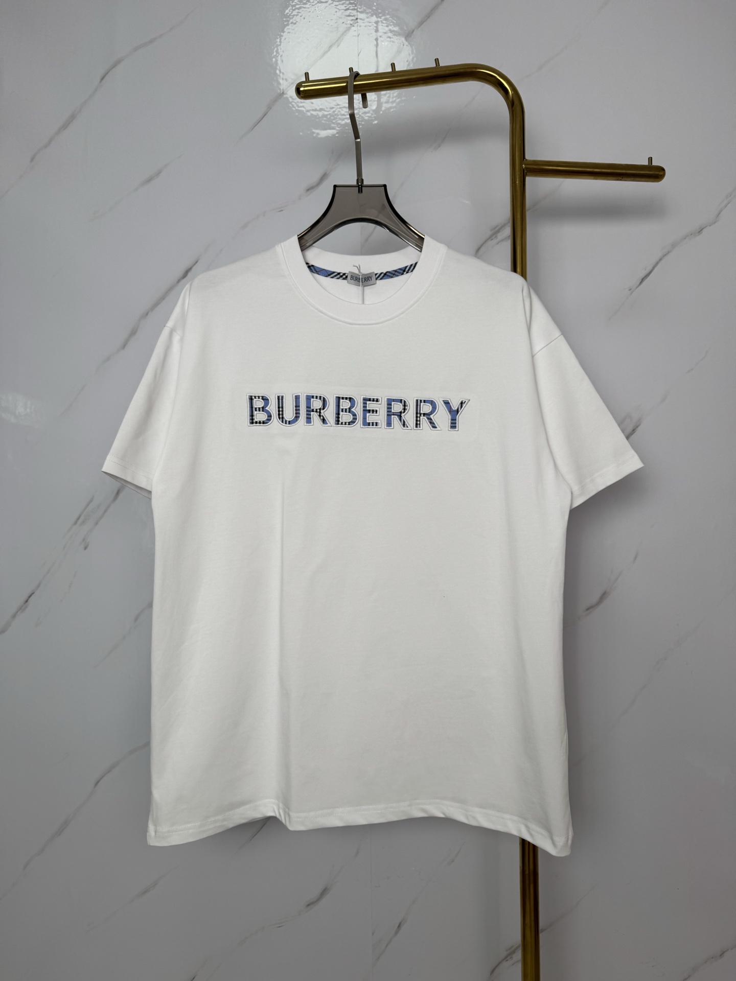 Burberry BBR/巴宝莉 格子字母贴布刺绣短袖T恤