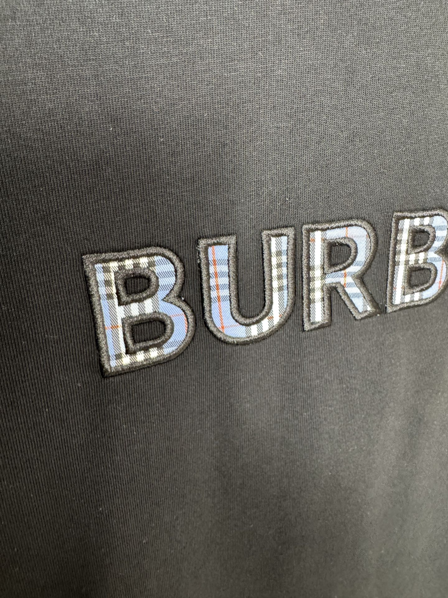 Burberry BBR/巴宝莉 格子字母贴布刺绣短袖T恤