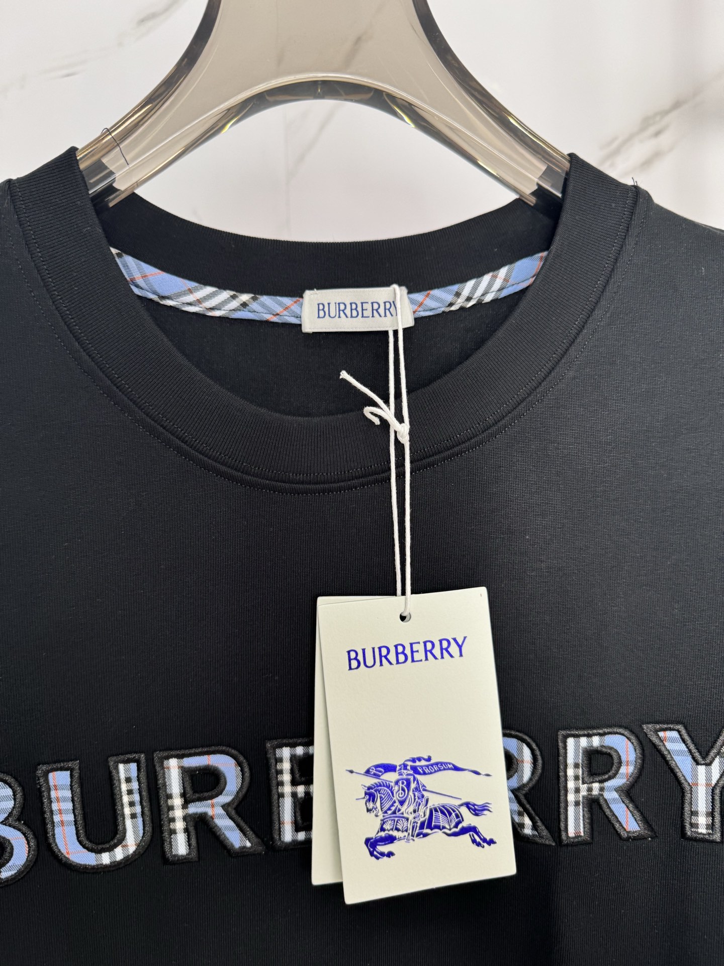 Burberry BBR/巴宝莉 格子字母贴布刺绣短袖T恤