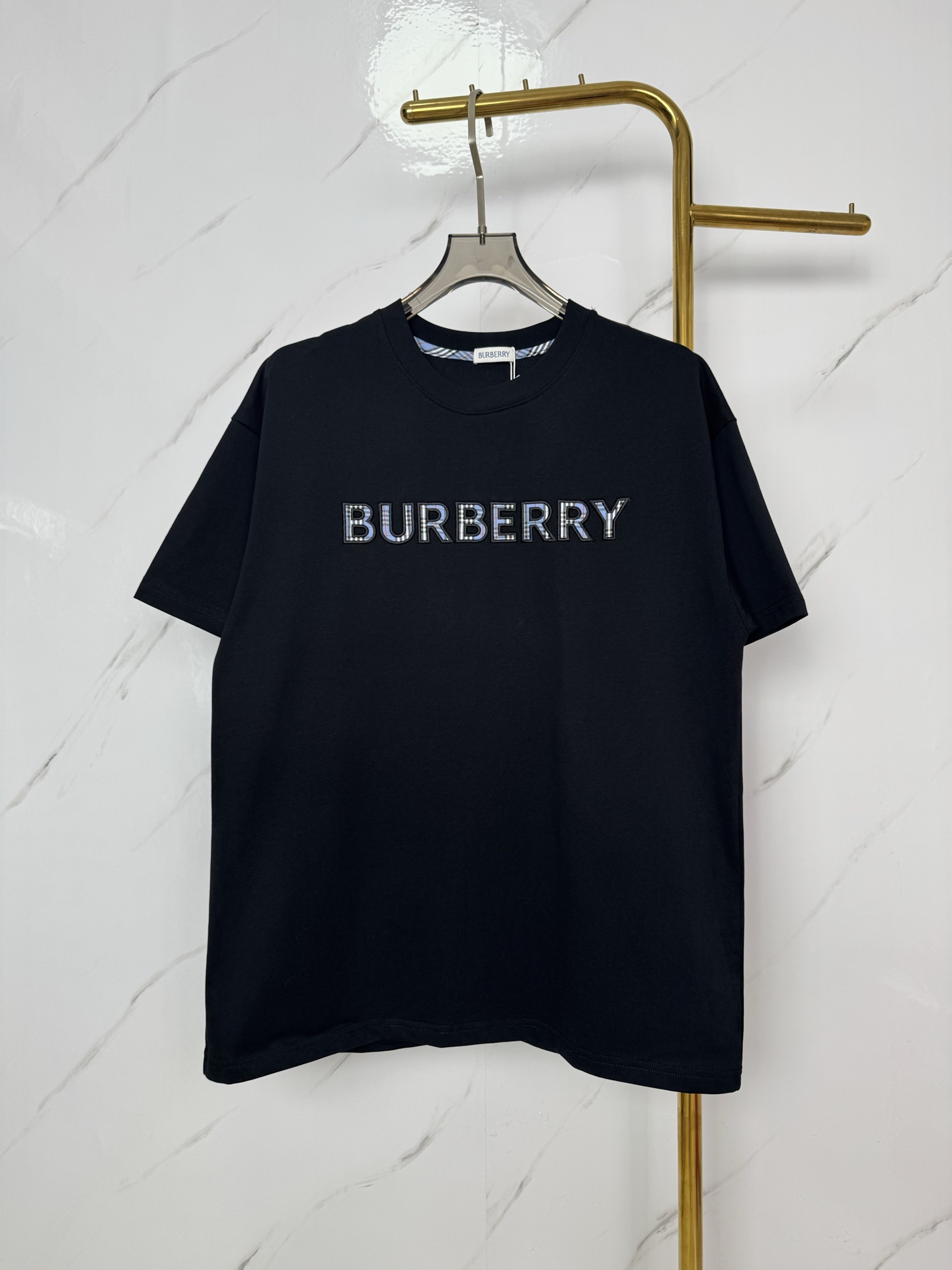 Burberry BBR/巴宝莉 格子字母贴布刺绣短袖T恤