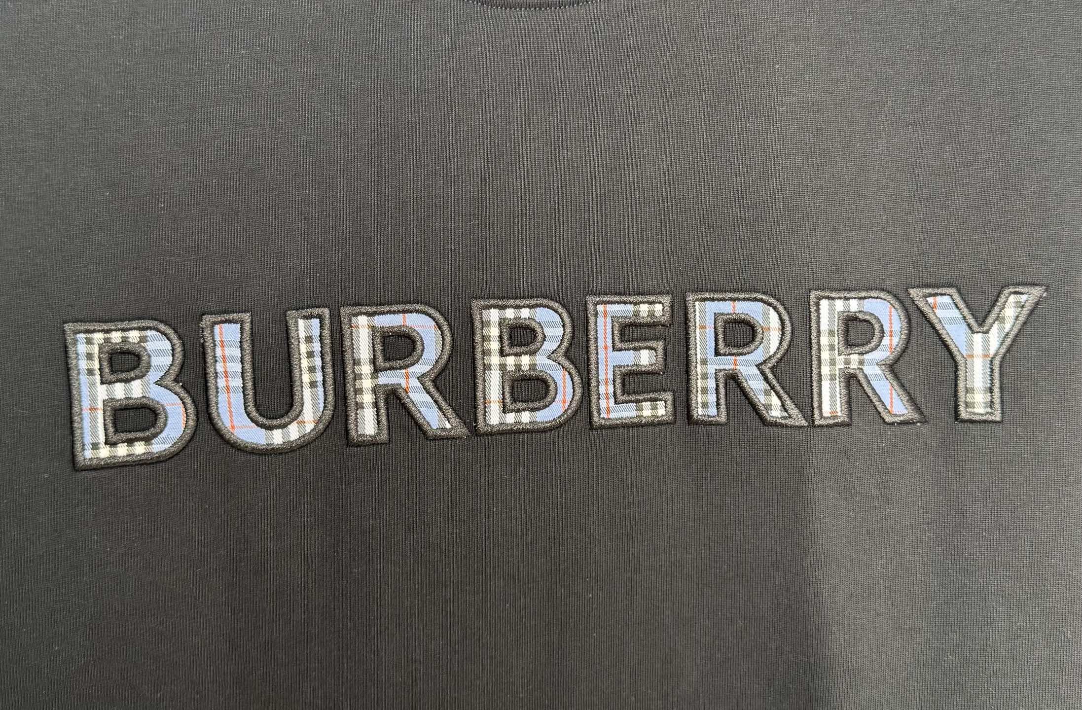 Burberry BBR/巴宝莉 格子字母贴布刺绣短袖T恤