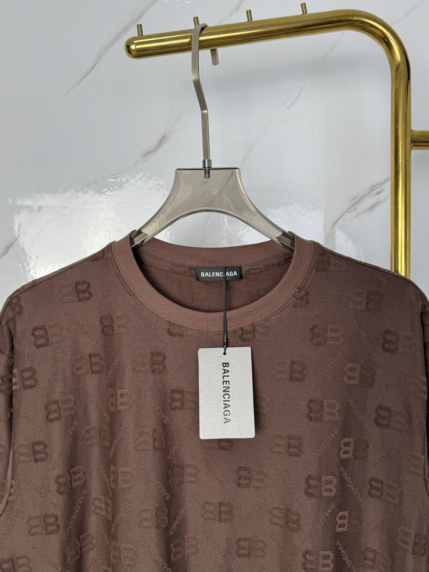 Balenciaga BALENCIAGA 巴黎世家 字母提花毛巾T恤 针织提花短袖 定制面料采用威化布织法