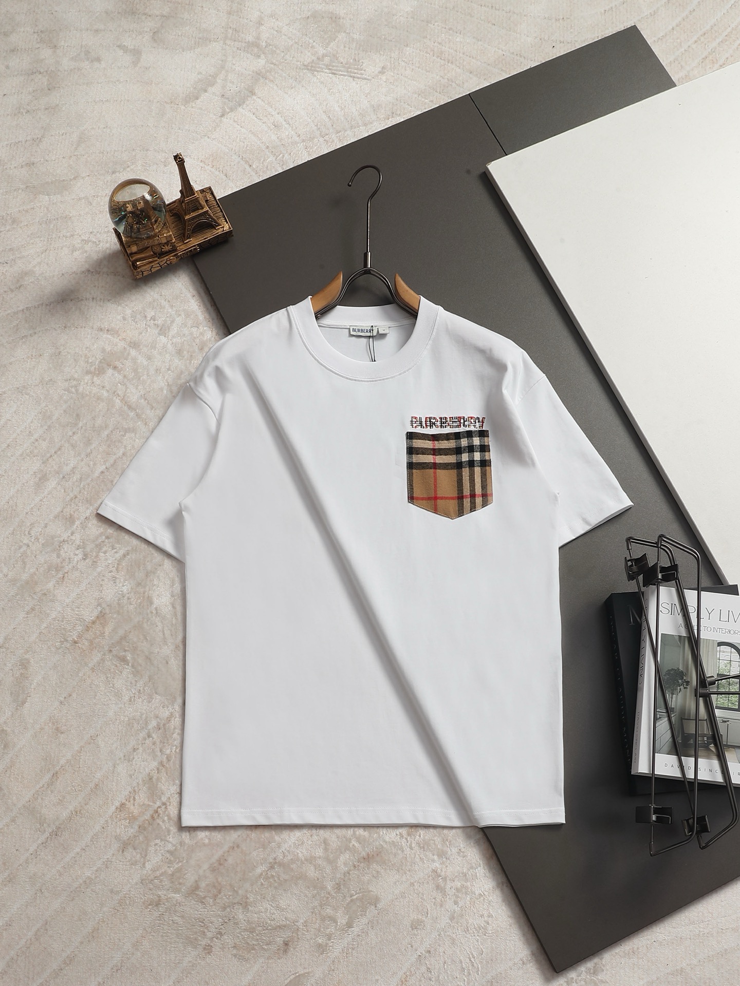 Burberry BBR/巴宝莉 格纹口袋短袖T恤