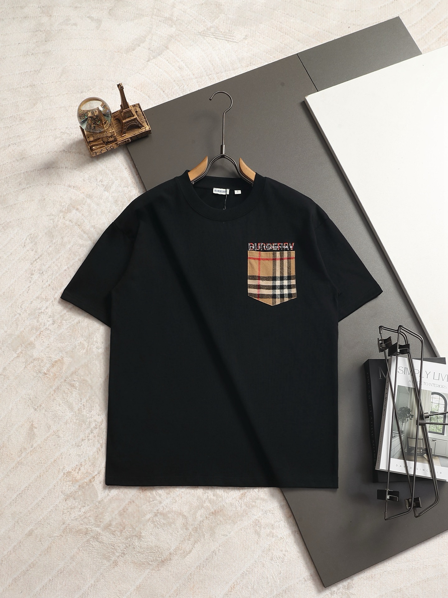 Burberry BBR/巴宝莉 格纹口袋短袖T恤