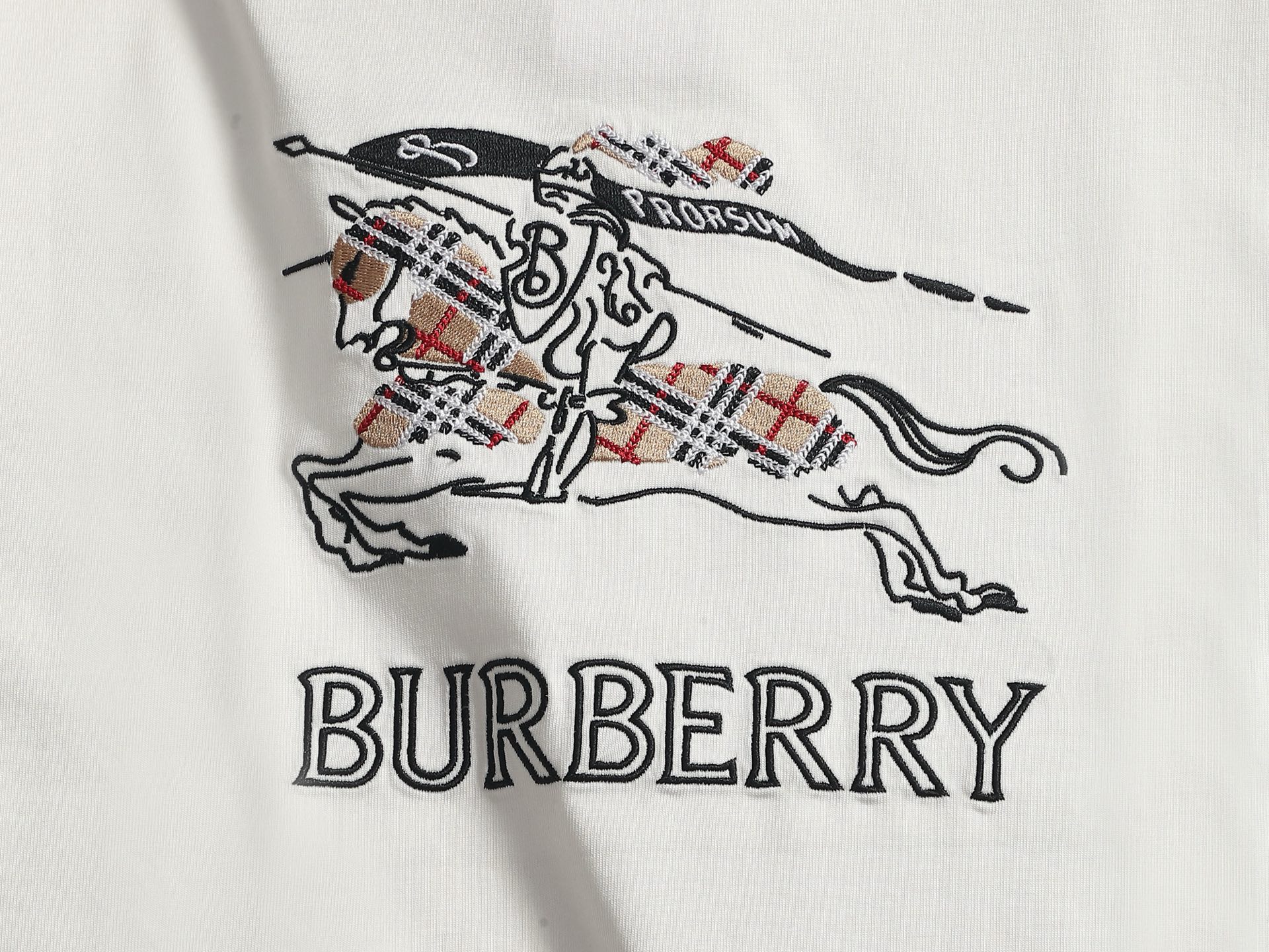 Burberry BBR/巴宝莉 战马字母刺绣短袖T恤