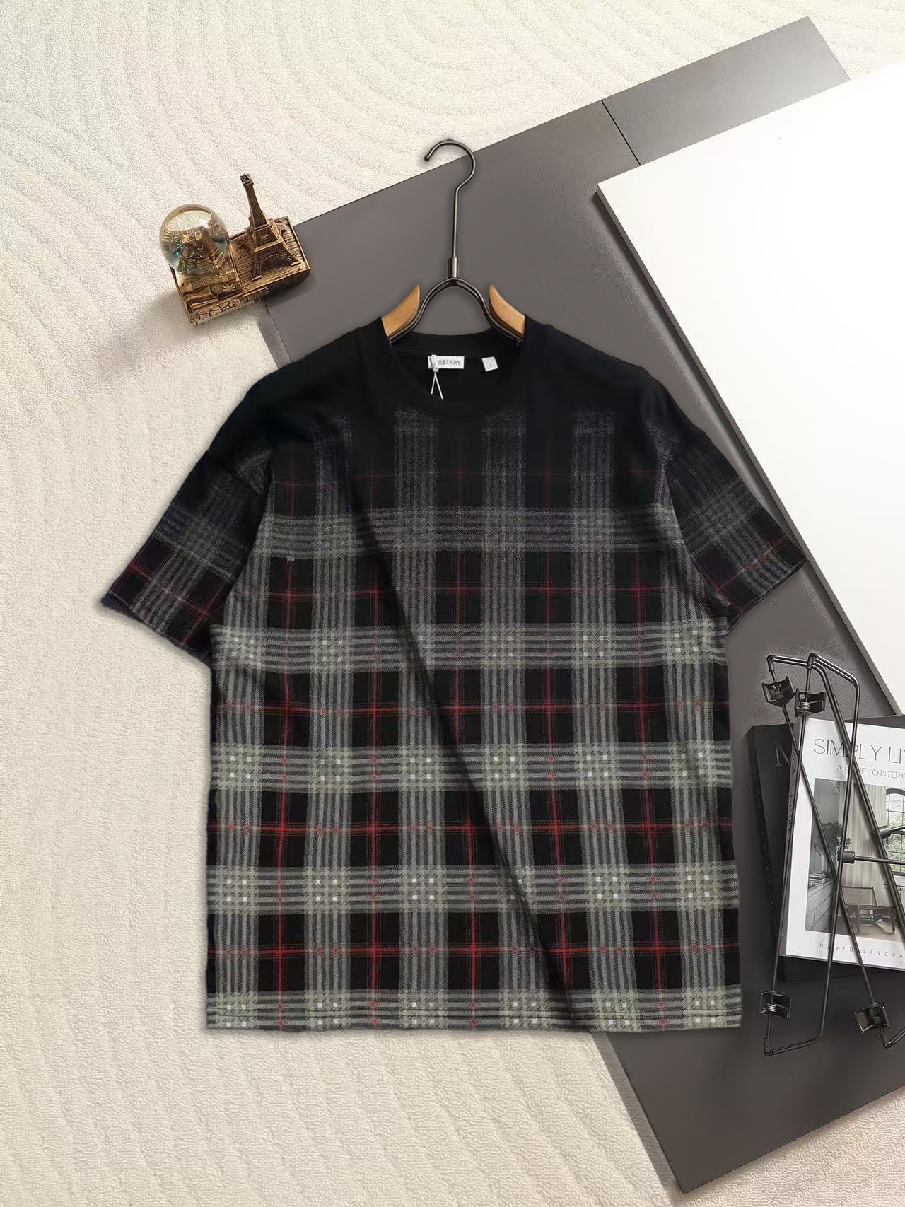 BURBERRY/巴宝莉 260克圆领短袖T恤品牌格纹立体LOGO印花工艺官方同步  高版本 高品质时尚