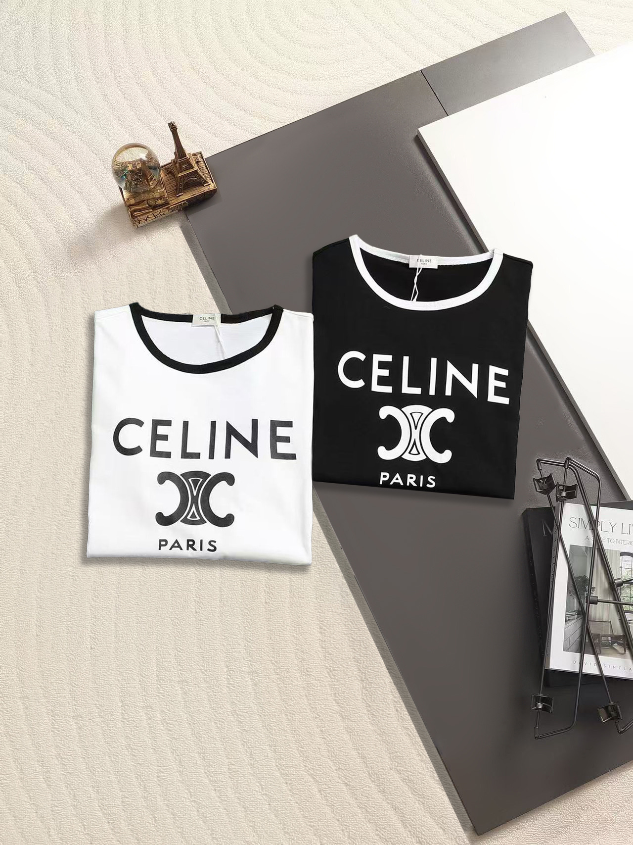 CELINE/塞琳凯旋门经典T恤短袖 独家定织定染纯棉料 柔软舒适 前幅ＰＡＲＩＳ凯旋门徽标印花 春夏最