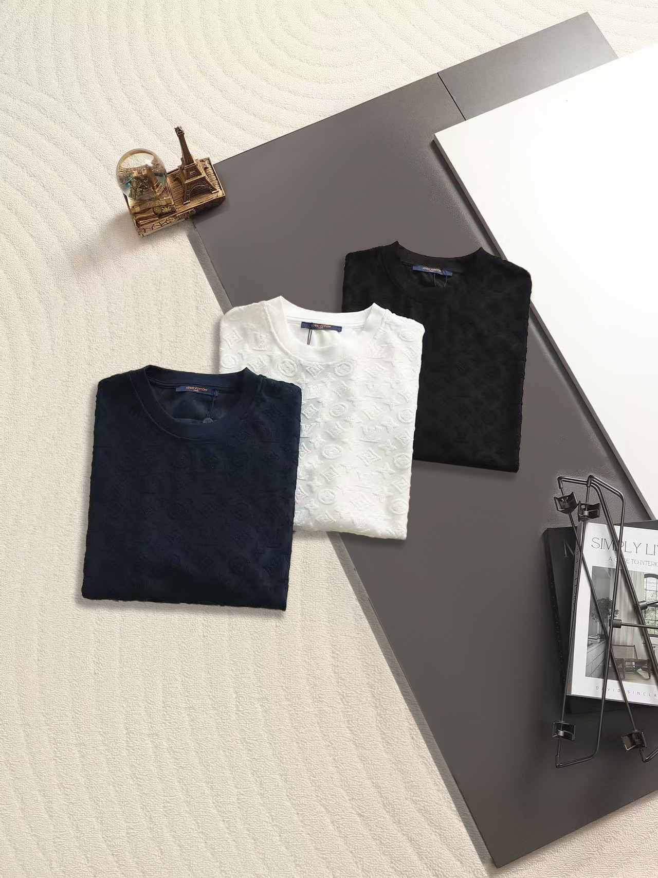 louis Vuitton/路易威登-毛巾提花圆领T恤经典棋盘格满身提花LOGO标志纯原品质 原版面料1