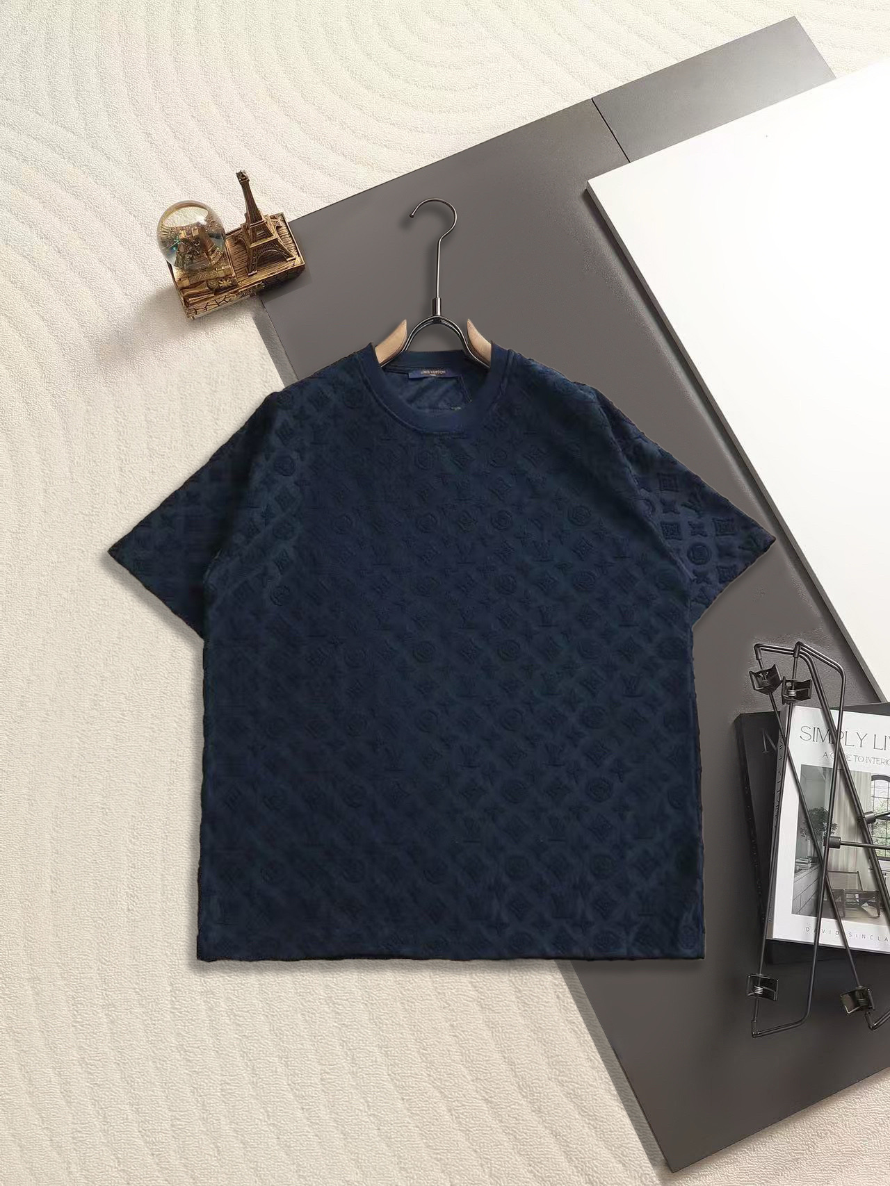 louis Vuitton/路易威登-毛巾提花圆领T恤经典棋盘格满身提花LOGO标志纯原品质 原版面料1