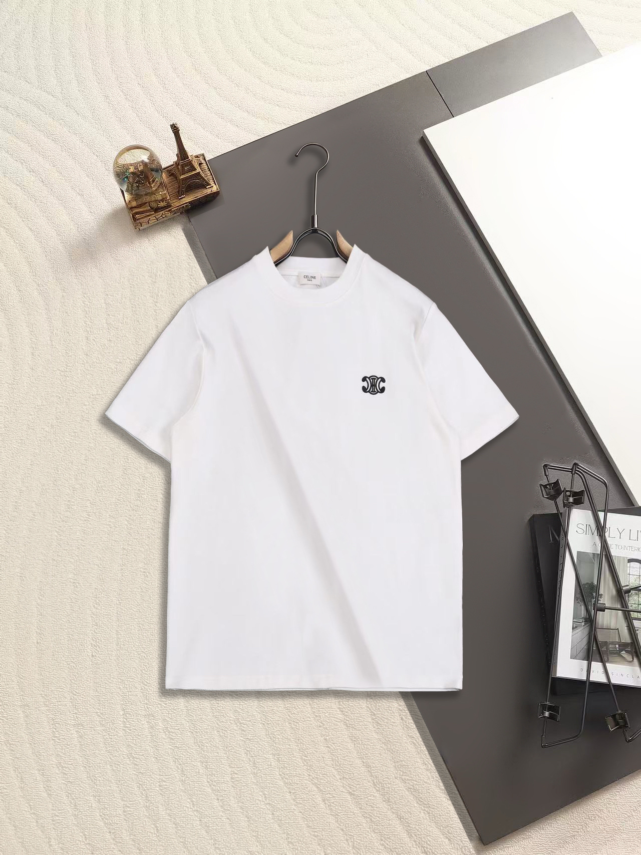 Celine CELINE新款LOGO刺绣圆领T恤 定织定染260g纯棉面料 面料洗水定型 洗水后280g克重左右