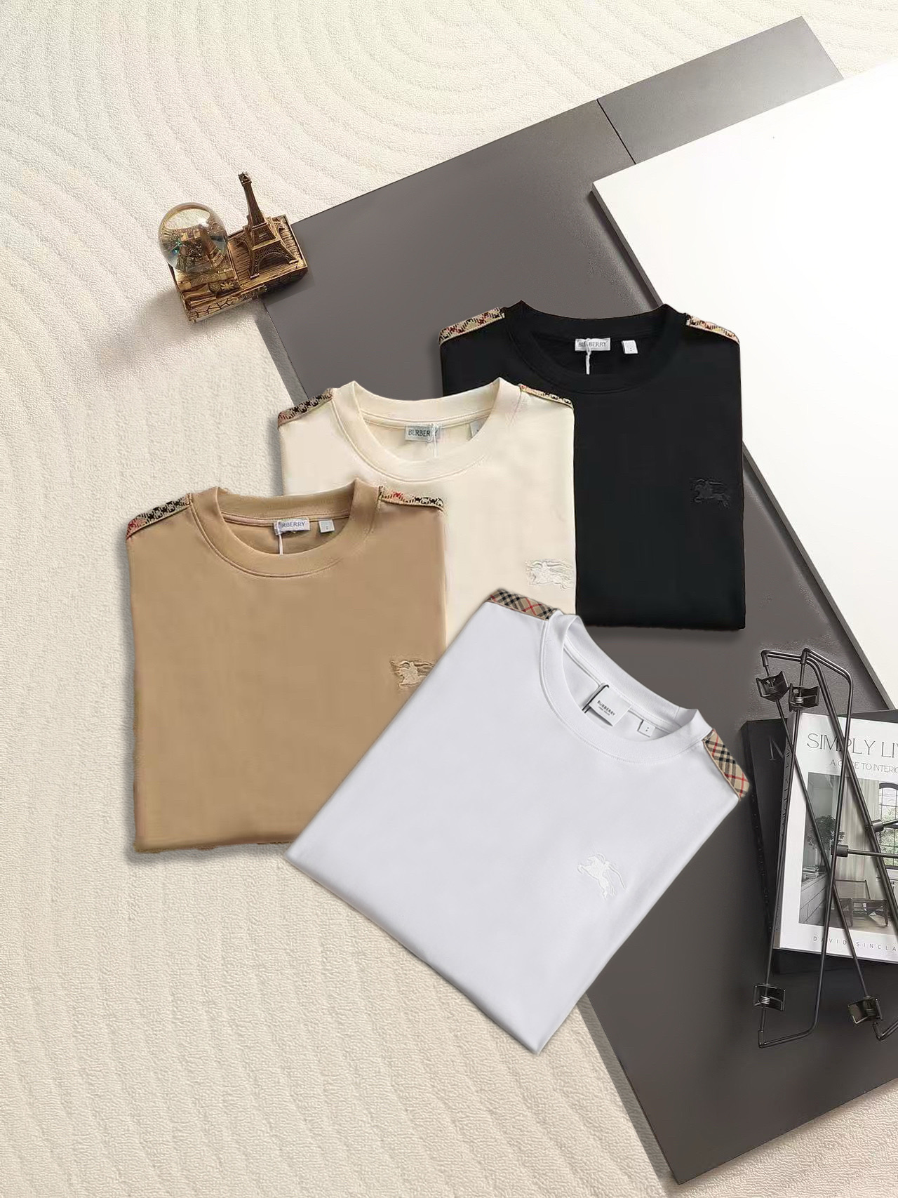 Burberry BBR织带格子战马刺绣短袖T恤