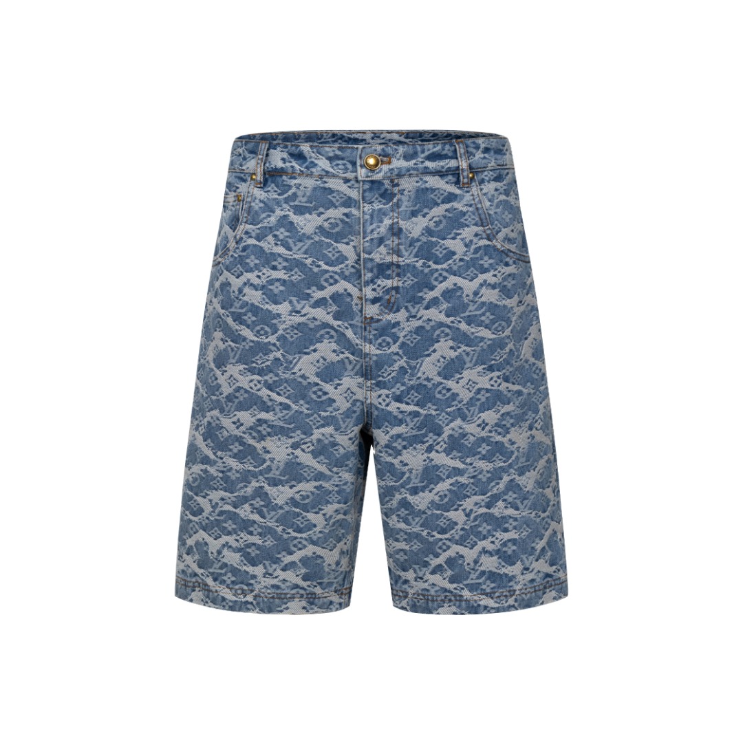 P198 Versión premium, comparación libre en el mercado. LV 2026 Pantalones cortos vaqueros con gofrado en relieve, mismo…