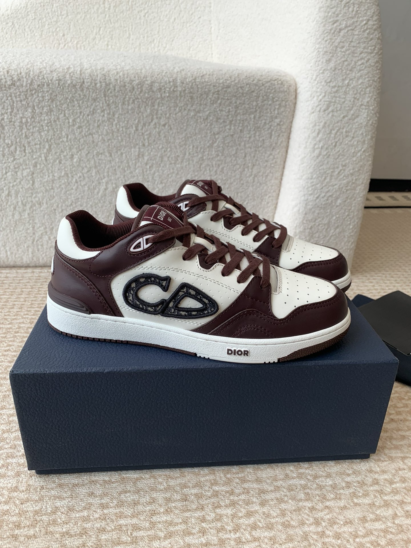 Dior Chaussures De Skate Chaussures De Sport Couleur beige Noir Gris Blanc Imprimé Unisexe Cuir de veau vache Caoutchouc Le TPU Série printemps Oblique Partie supérieure centrale