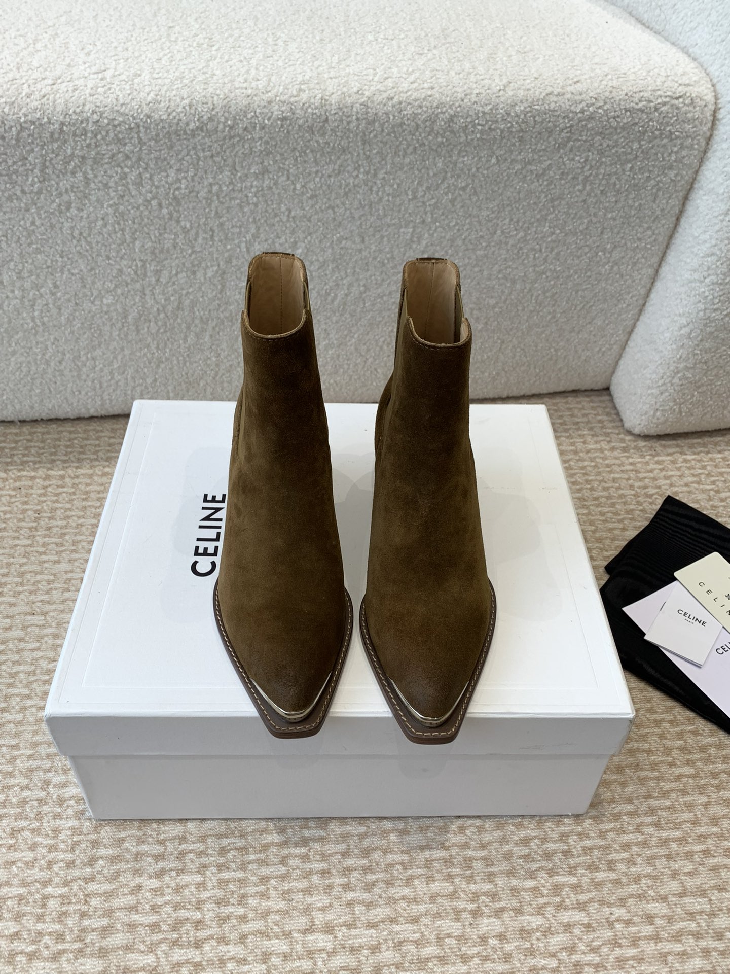 Celine Bottes Courtes Réplique de concepteur 1: 1
 Chamois Genuine Leather Peau mouton Collection automne – hiver Vintage