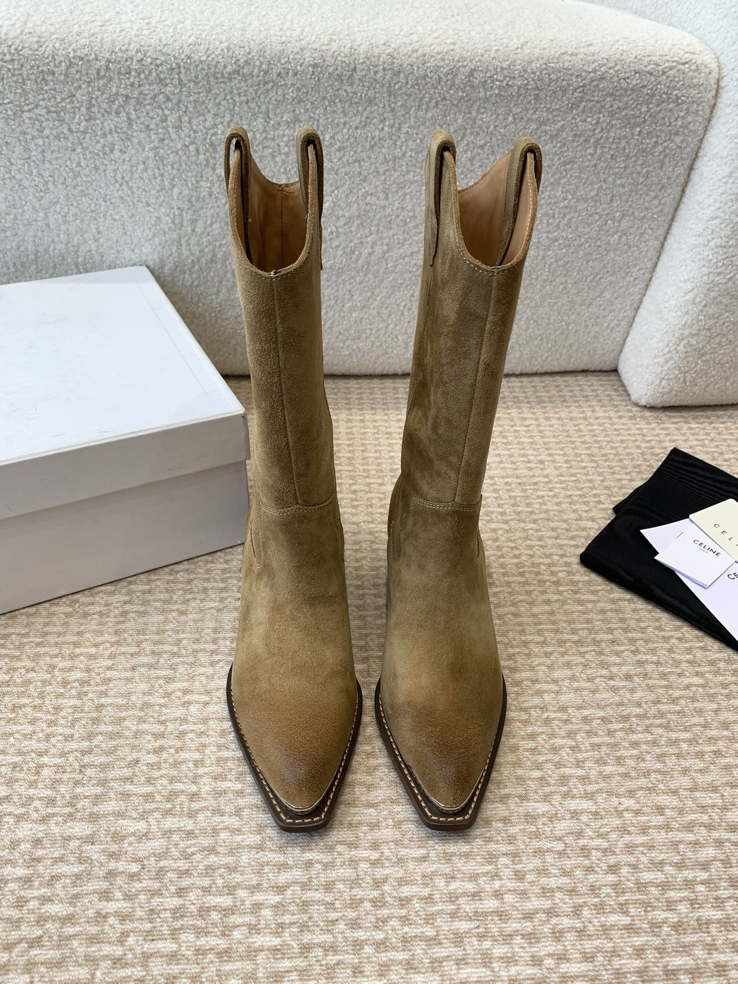 Celine Bottes Longues Boutique de créateurs en gros
 Chamois Genuine Leather Peau mouton Collection automne – hiver Vintage