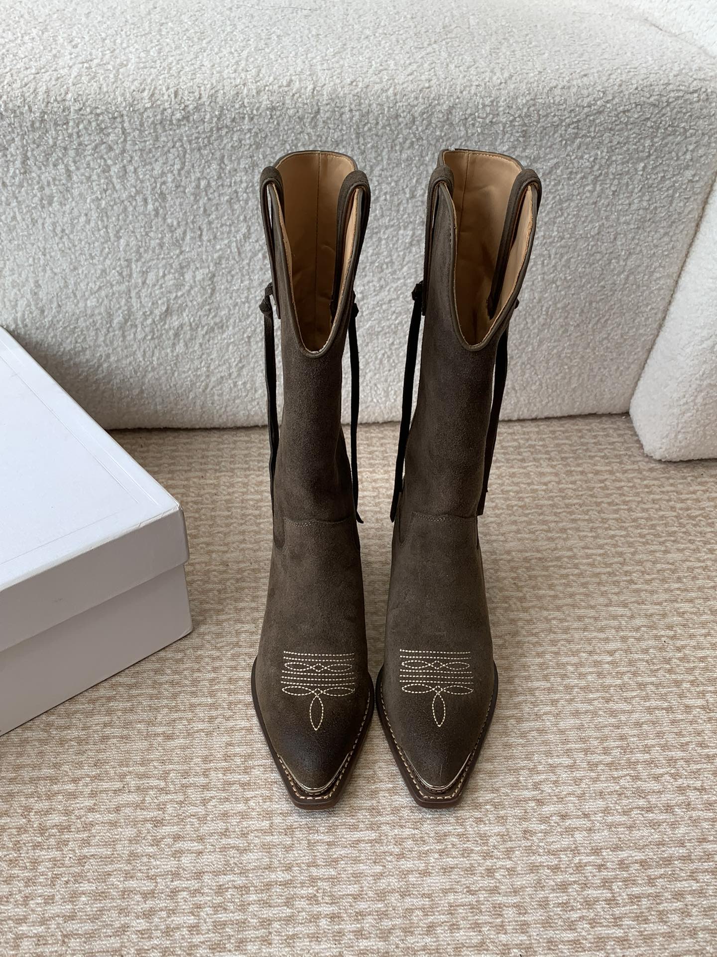 Celine Long Boots Calfskin Chamois Cowhide Genuine Leather Sheepskin Fall/Winter Collection Vintage