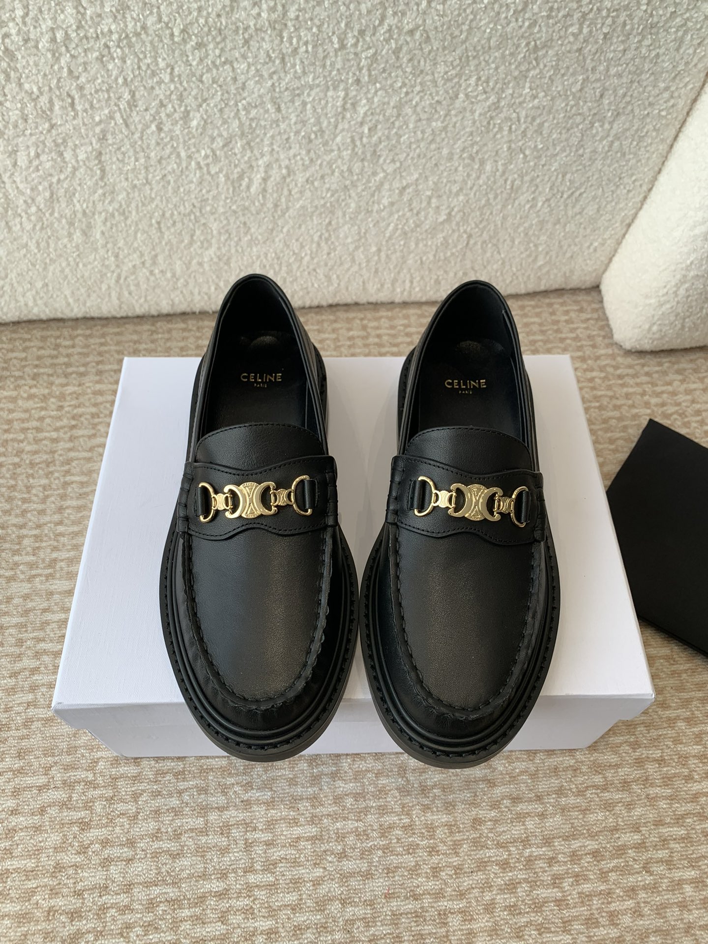 Celine Shoes Loafers Cowhide Sheepskin Fall/Winter Collection Vintage