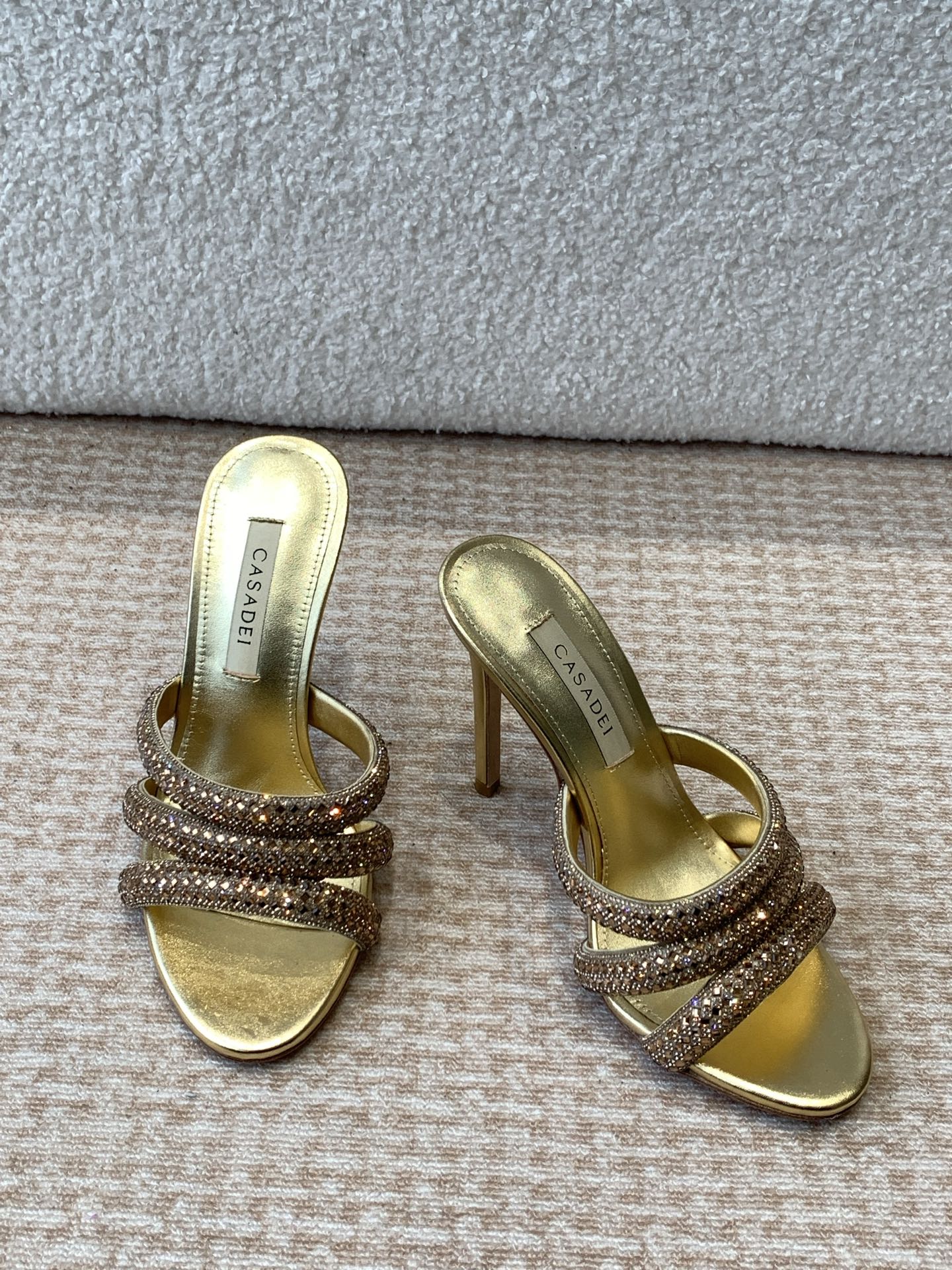Unknown CASADEI/25WF早春新品 水钻高跟拖鞋