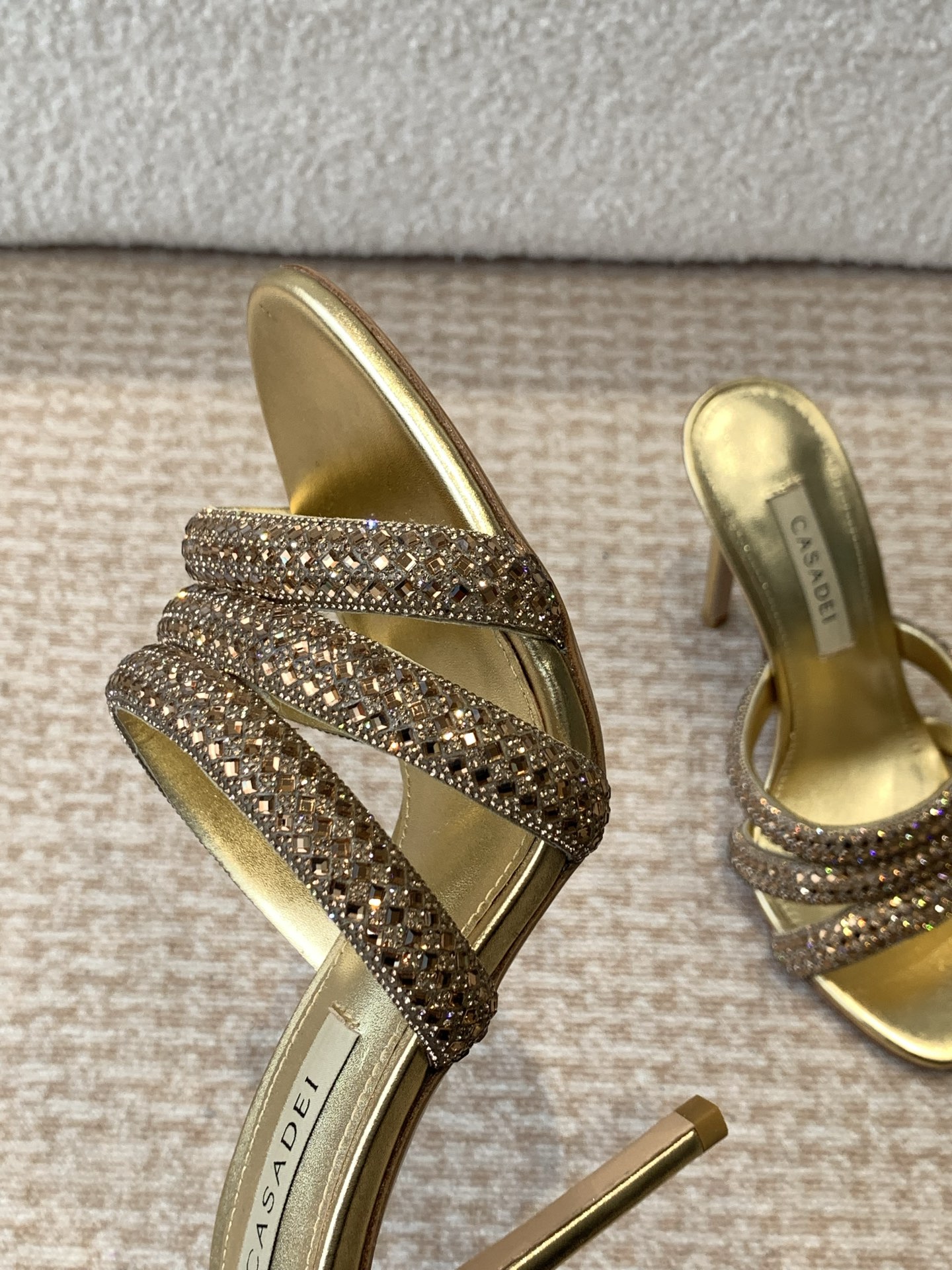 Unknown CASADEI/25WF早春新品 水钻高跟拖鞋