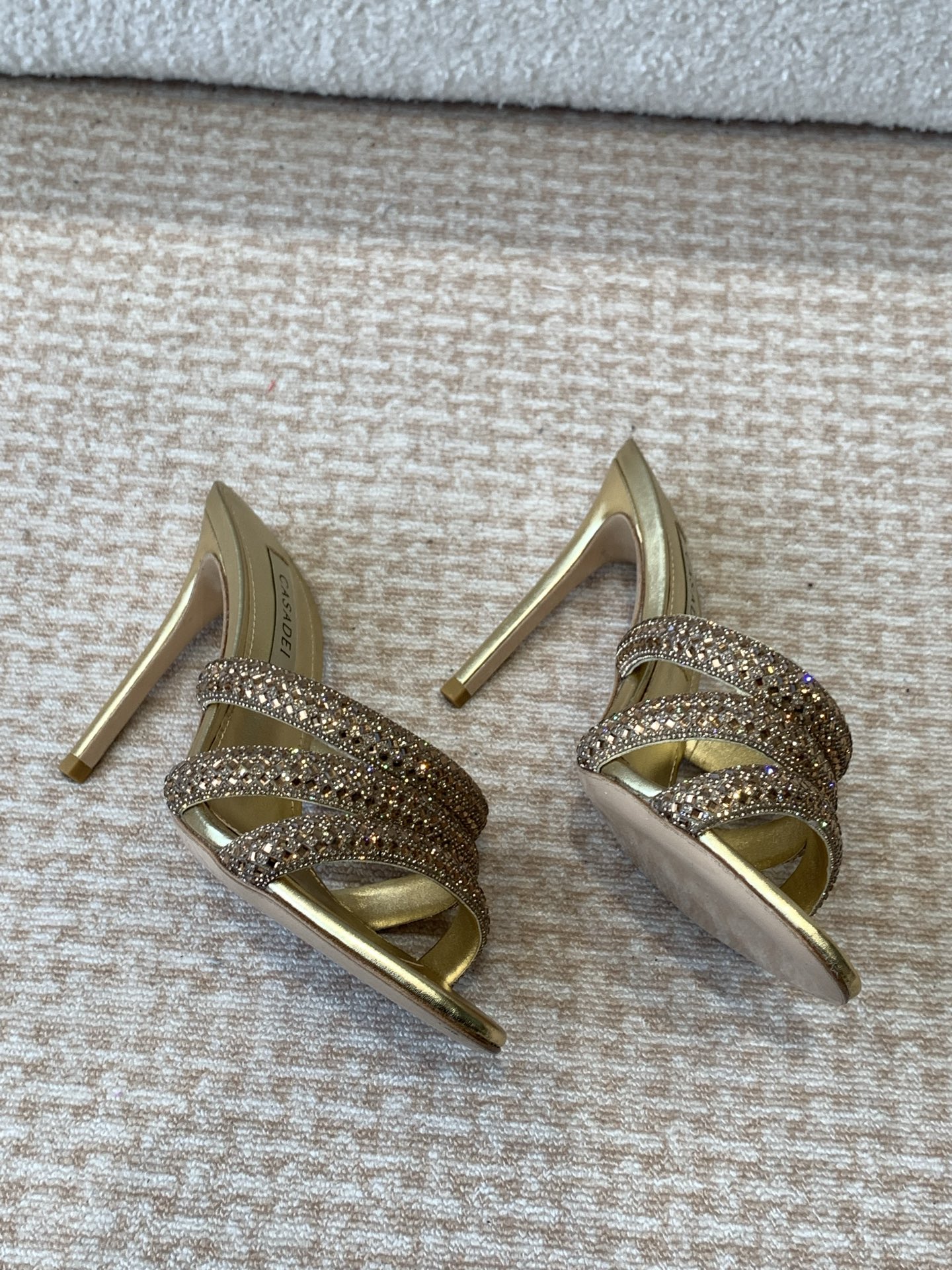 Unknown CASADEI/25WF早春新品 水钻高跟拖鞋