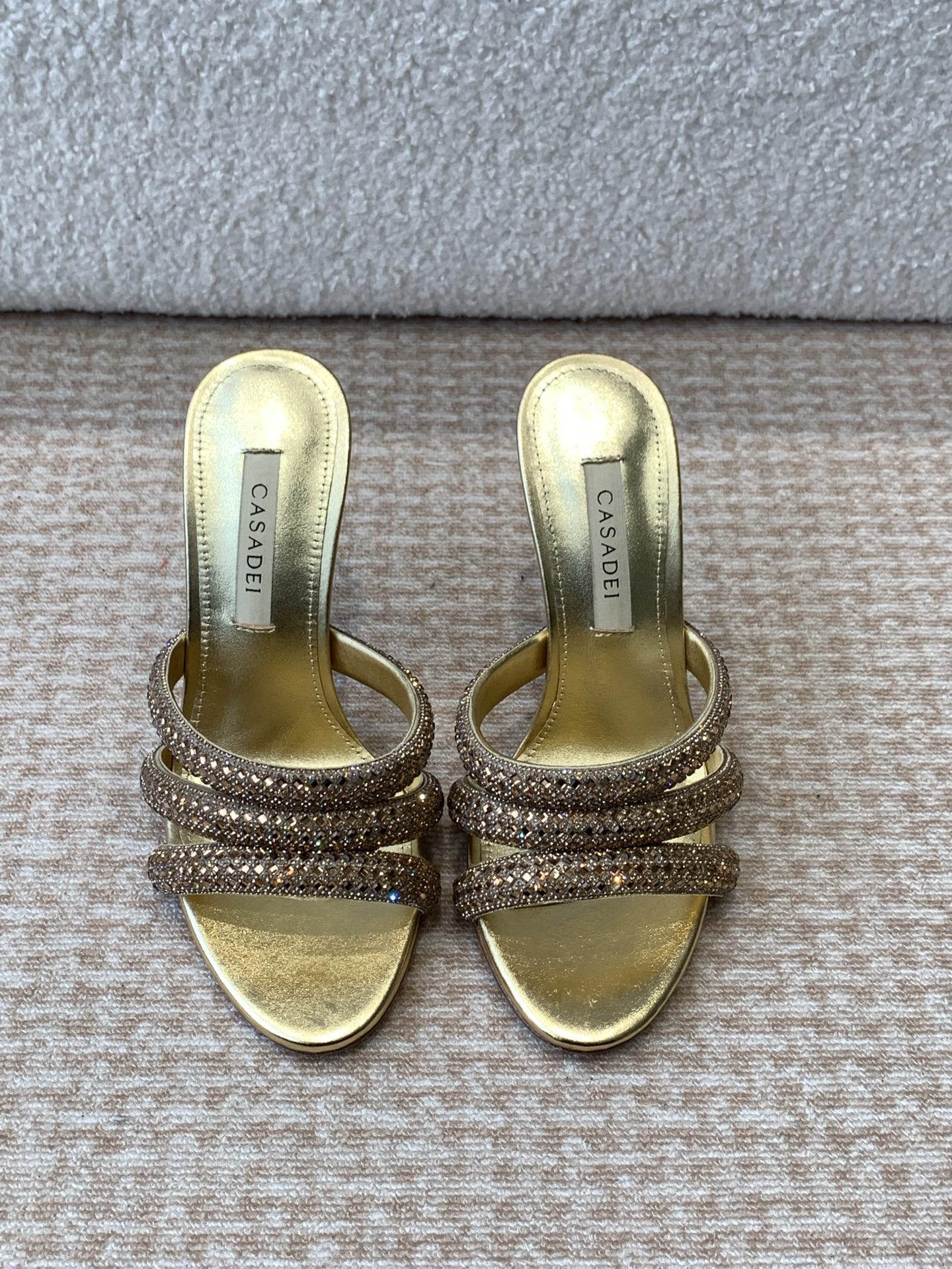 Unknown CASADEI/25WF早春新品 水钻高跟拖鞋