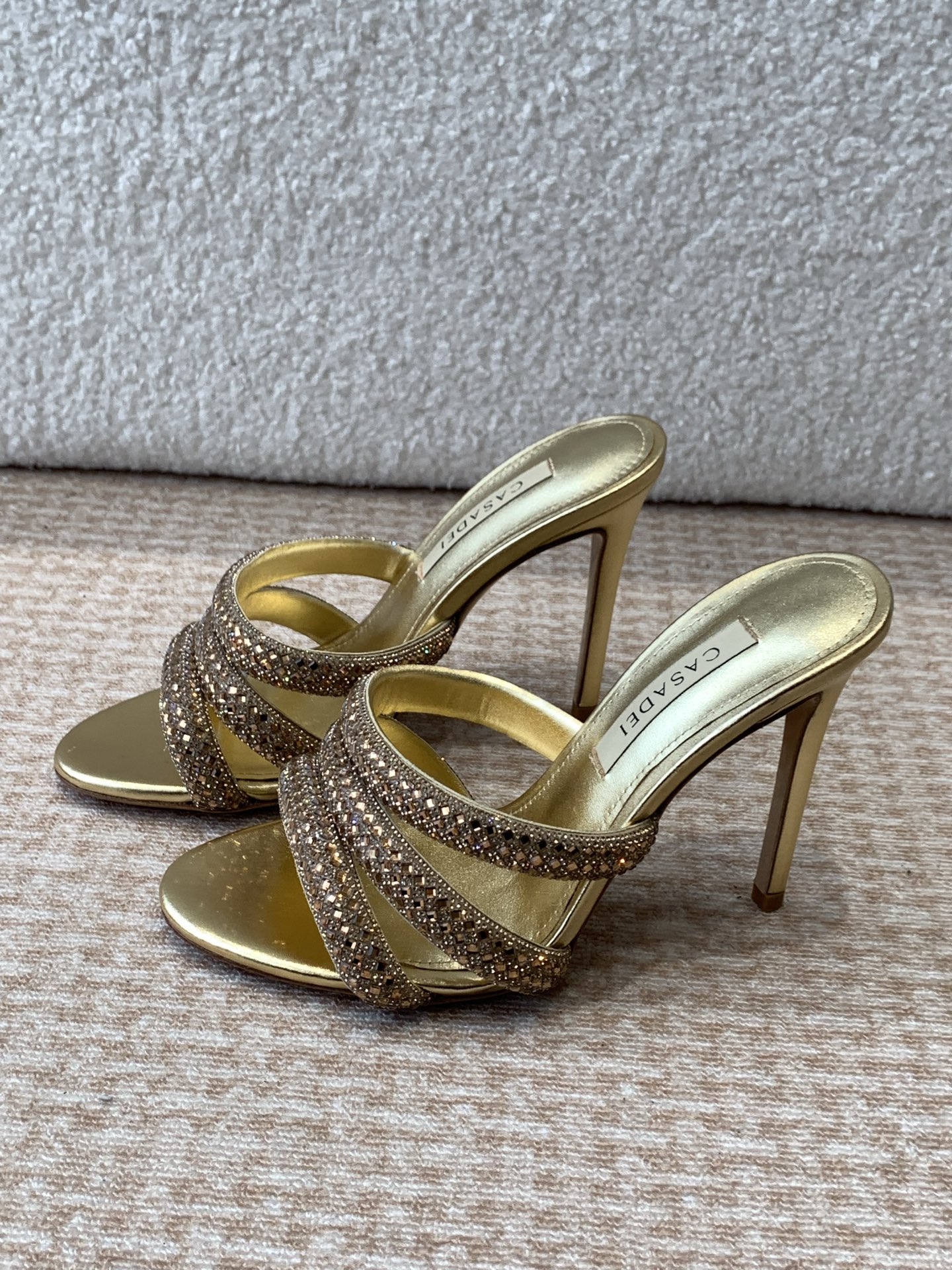 Unknown CASADEI/25WF早春新品 水钻高跟拖鞋