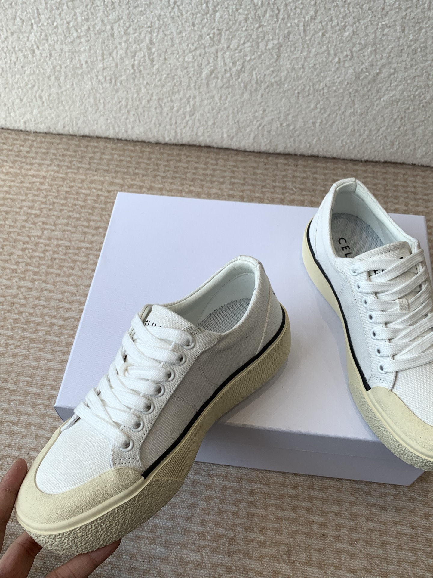 Celine CR-03 Runner Sneakers with Triomphe, Women's Lace-Up Canvas Shoes 6 i1742283605473 8293 0 4