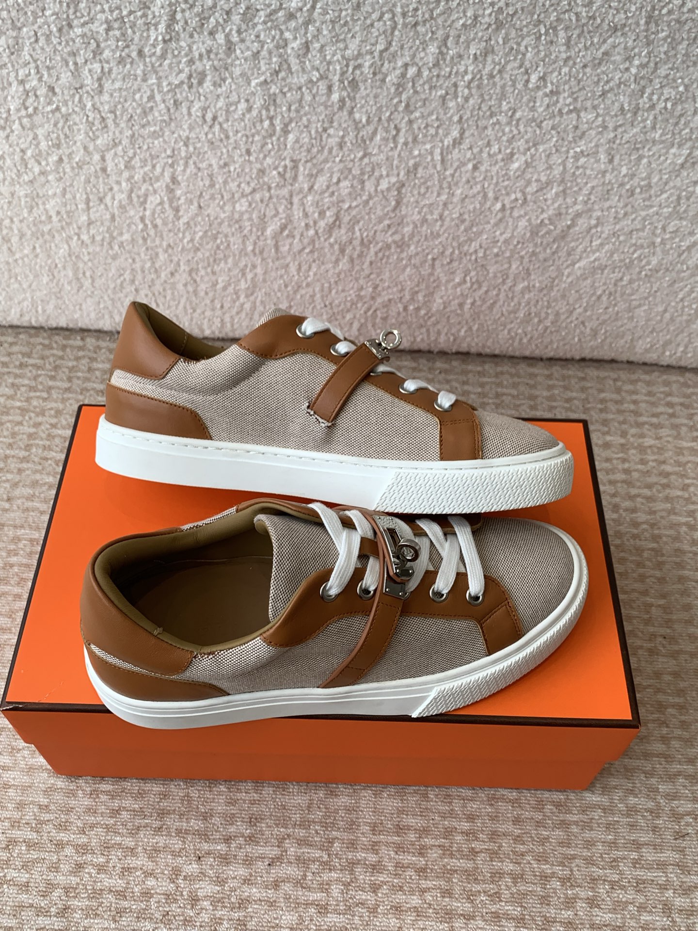 Hermes Kelly Buckle Sneakers, H-Lace Thick Sole Couple Sports Shoes