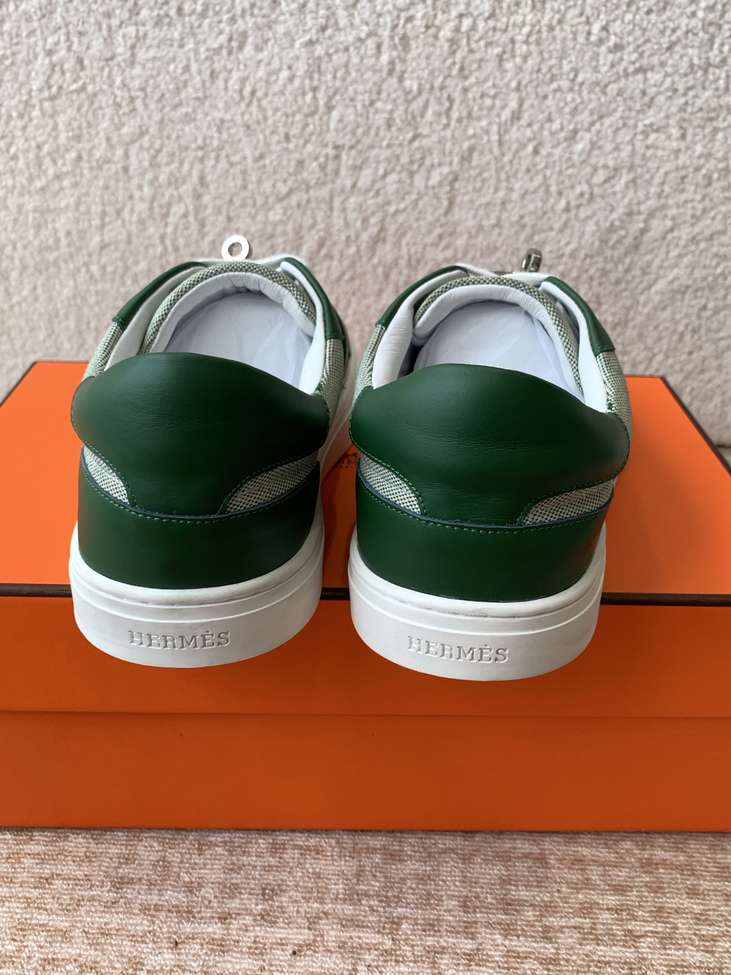 Hermes Kelly Buckle H-Strap Thick Sole Sneakers - Couple Style, Green Leather 9 i1742287990842 9497 0 7