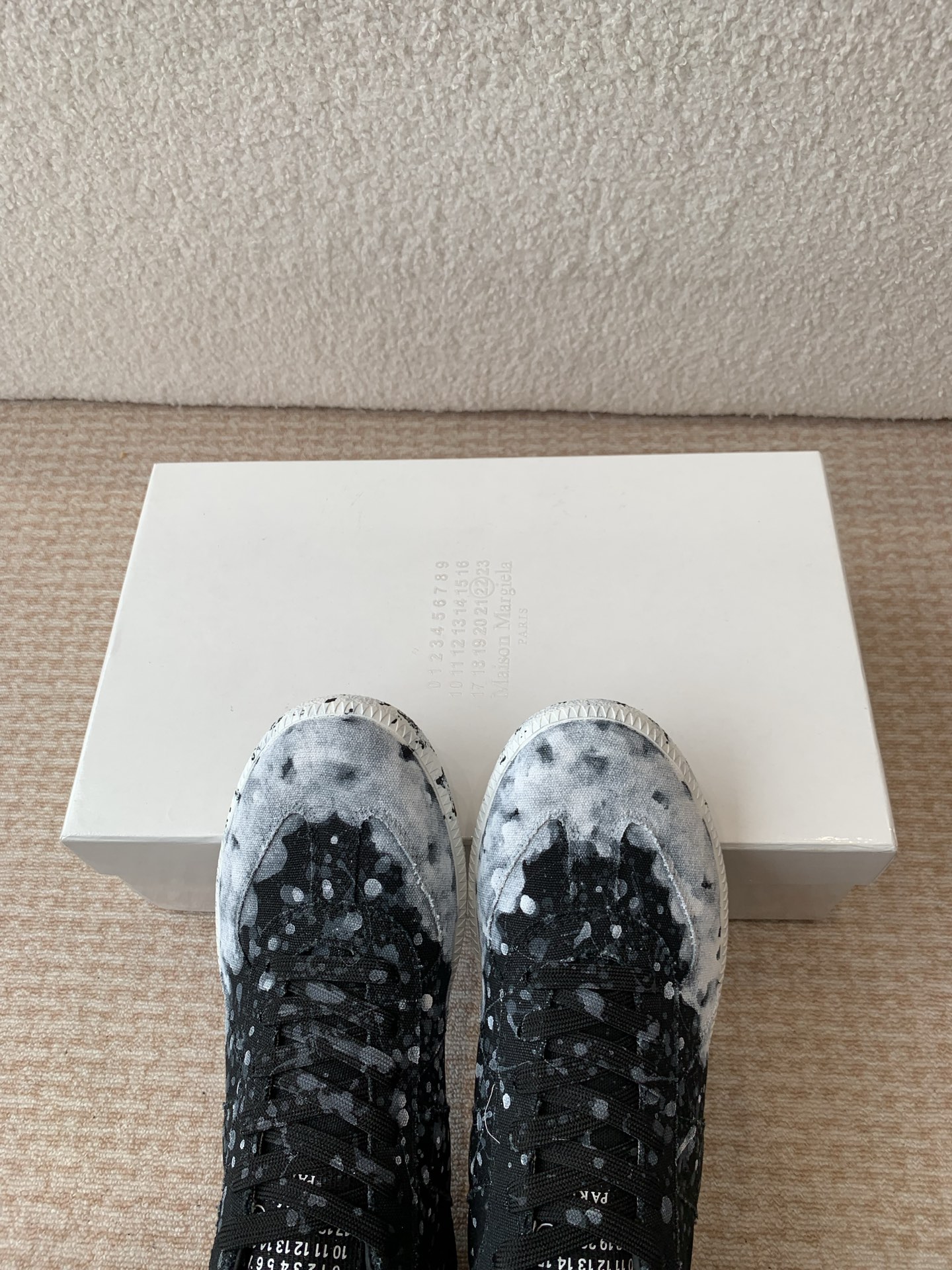 P280MaisonMargiela MM6 Margiela Parejas modelos Inkjet graffiti Lienzo zapatos de entrenamiento alem