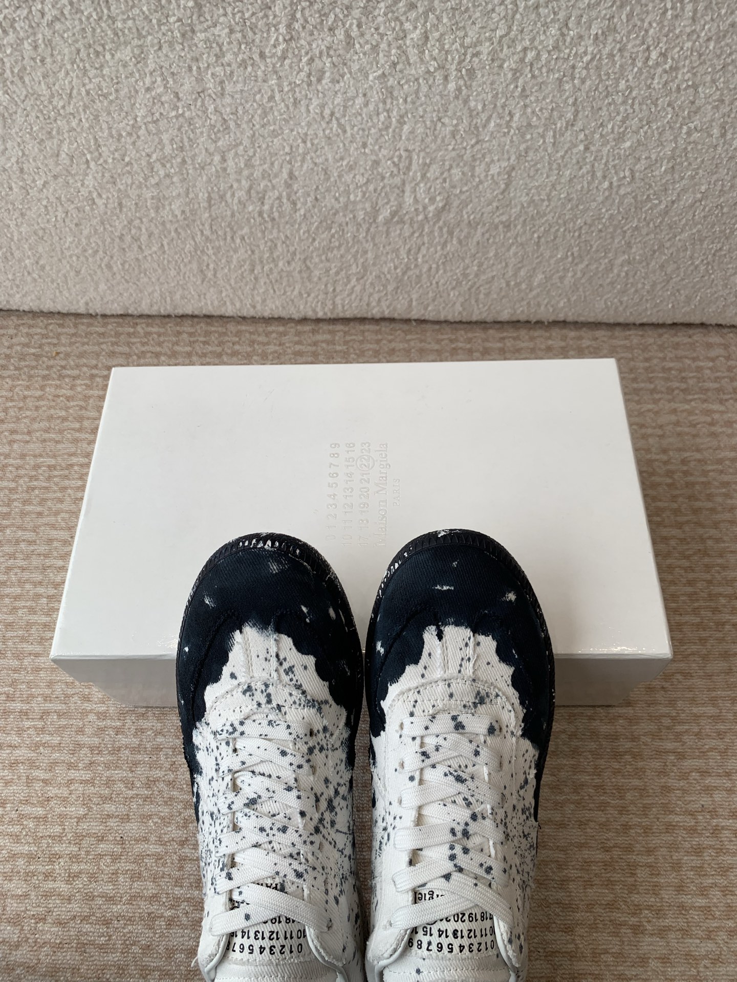 P280MaisonMargiela MM6 Margiela Parejas modelos Inkjet graffiti Lienzo zapatos de entrenamiento alem