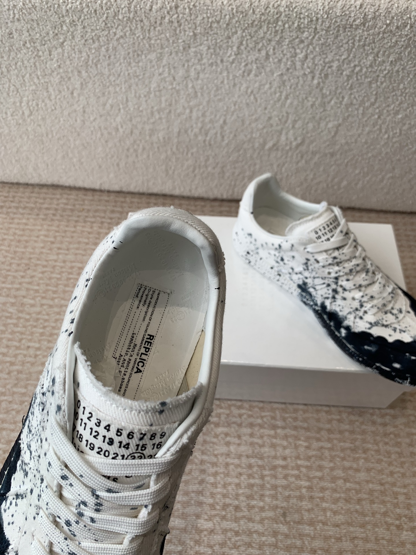 P280MaisonMargiela MM6 Margiela Parejas modelos Inkjet graffiti Lienzo zapatos de entrenamiento alem