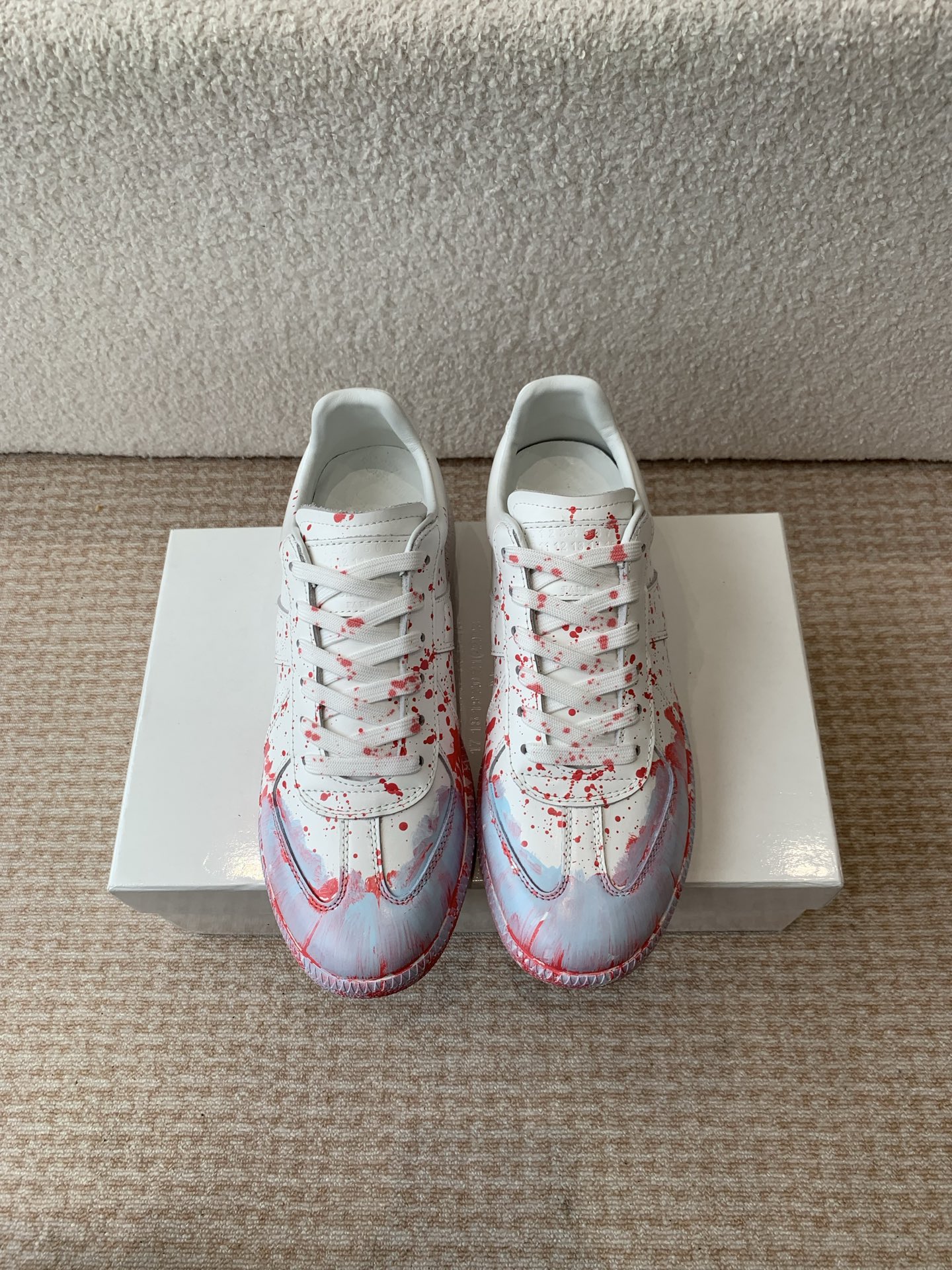 P280MaisonMargiela MM6 Margiela Parejas modelos Inkjet graffiti Lienzo zapatos de entrenamiento alem