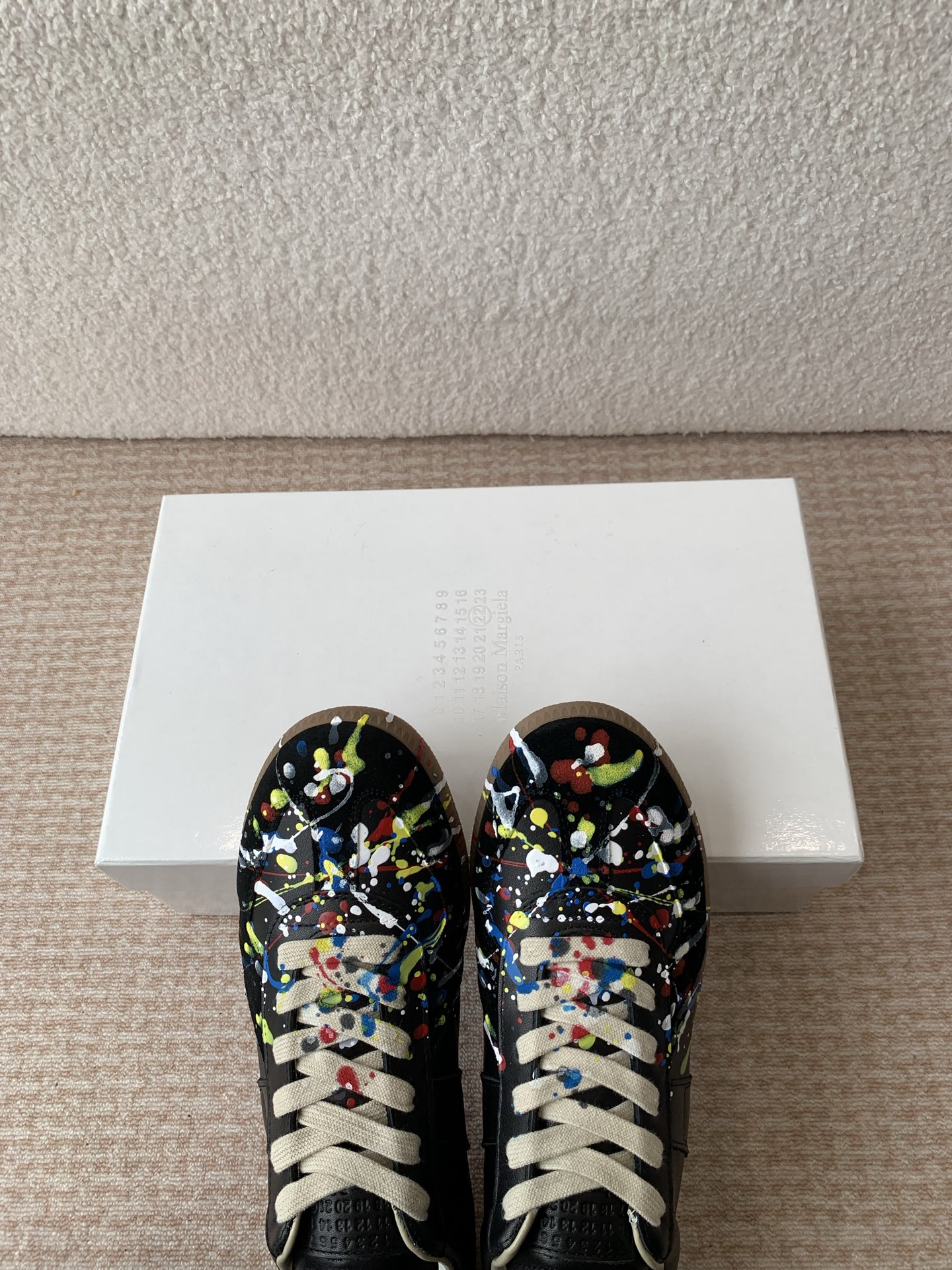 P280MaisonMargiela MM6 Margiela Parejas modelos Inkjet graffiti Lienzo zapatos de entrenamiento alem